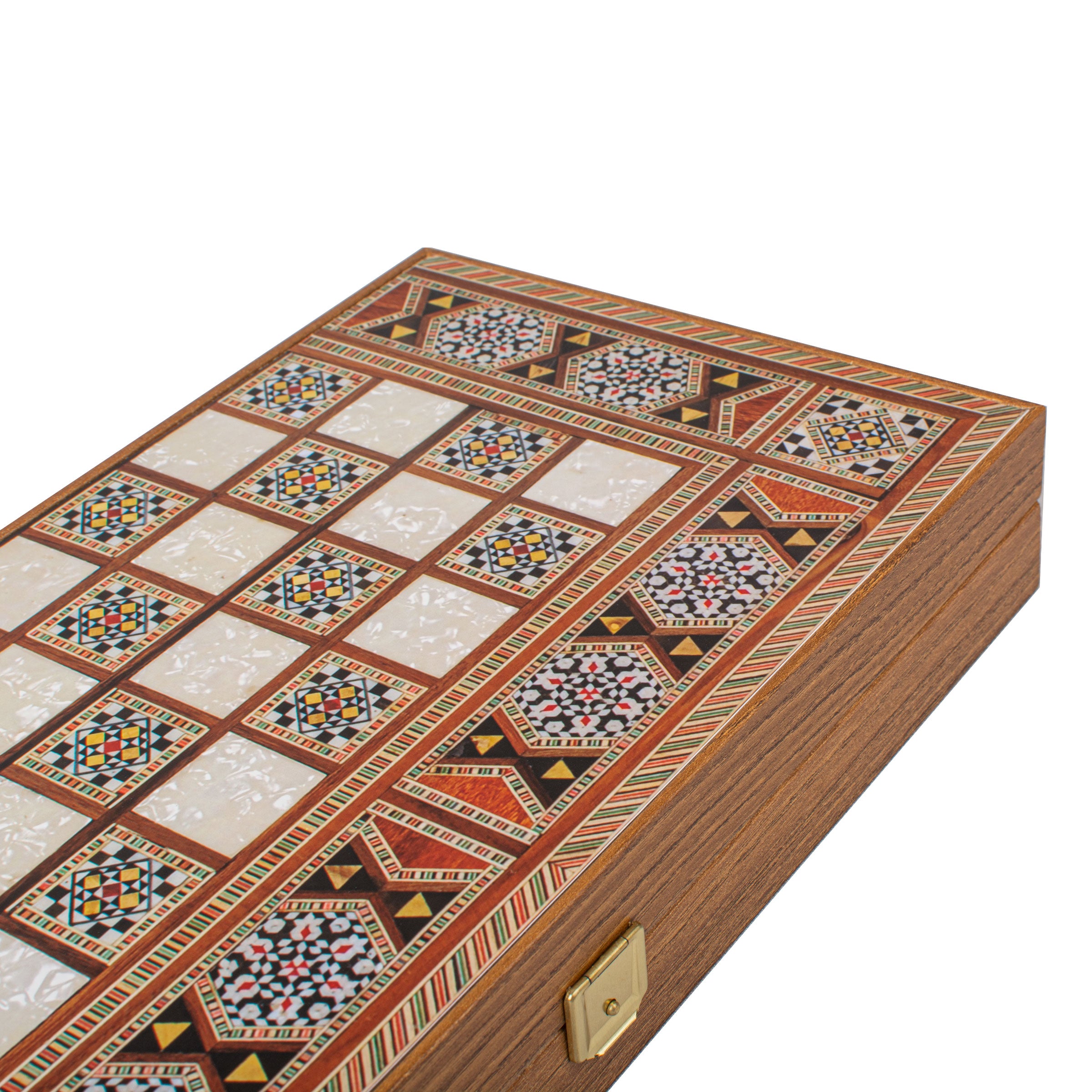 Handcrafted Mosaic Traditional Style Backgammon Set - Classic Design and Quality Materials - Premium Backgammon from MANOPOULOS Chess & Backgammon - Just €29! Shop now at MANOPOULOS Chess & Backgammon