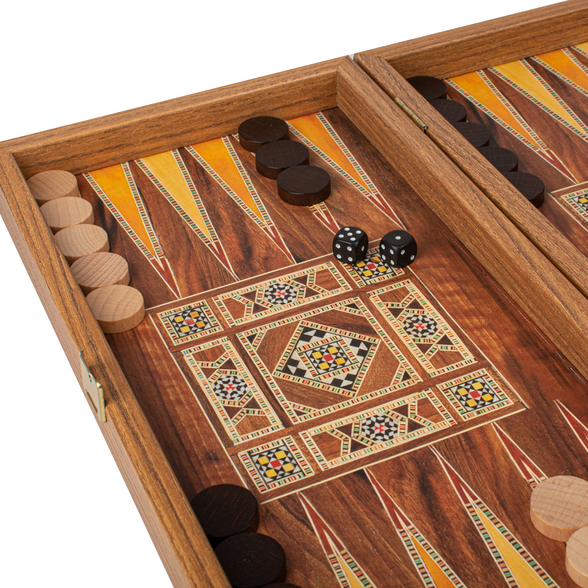 Handcrafted Mosaic Traditional Style Backgammon Set - Classic Design and Quality Materials - Premium Backgammon from MANOPOULOS Chess & Backgammon - Just €29! Shop now at MANOPOULOS Chess & Backgammon
