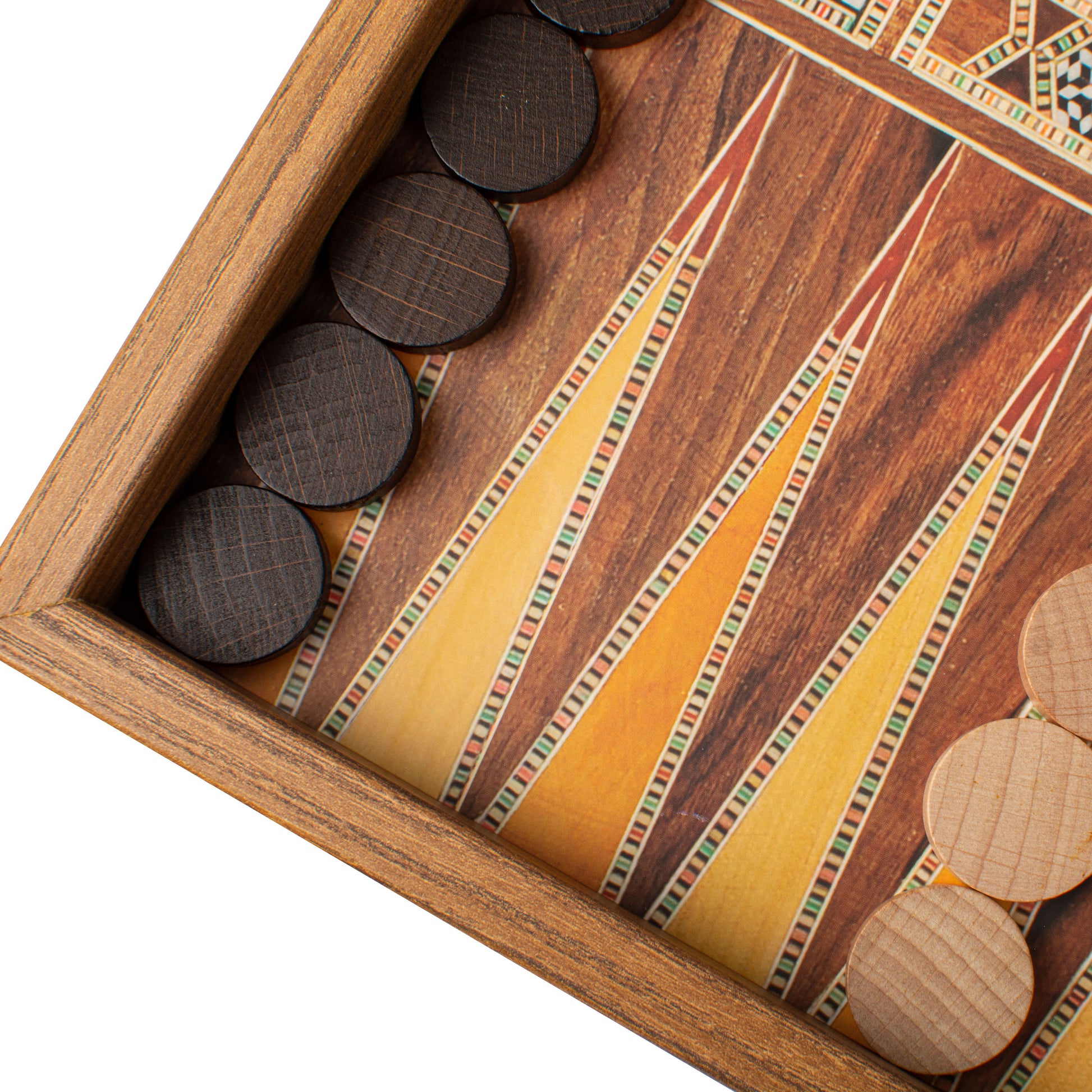 Handcrafted Mosaic Traditional Style Backgammon Set - Classic Design and Quality Materials - Premium Backgammon from MANOPOULOS Chess & Backgammon - Just €29! Shop now at MANOPOULOS Chess & Backgammon