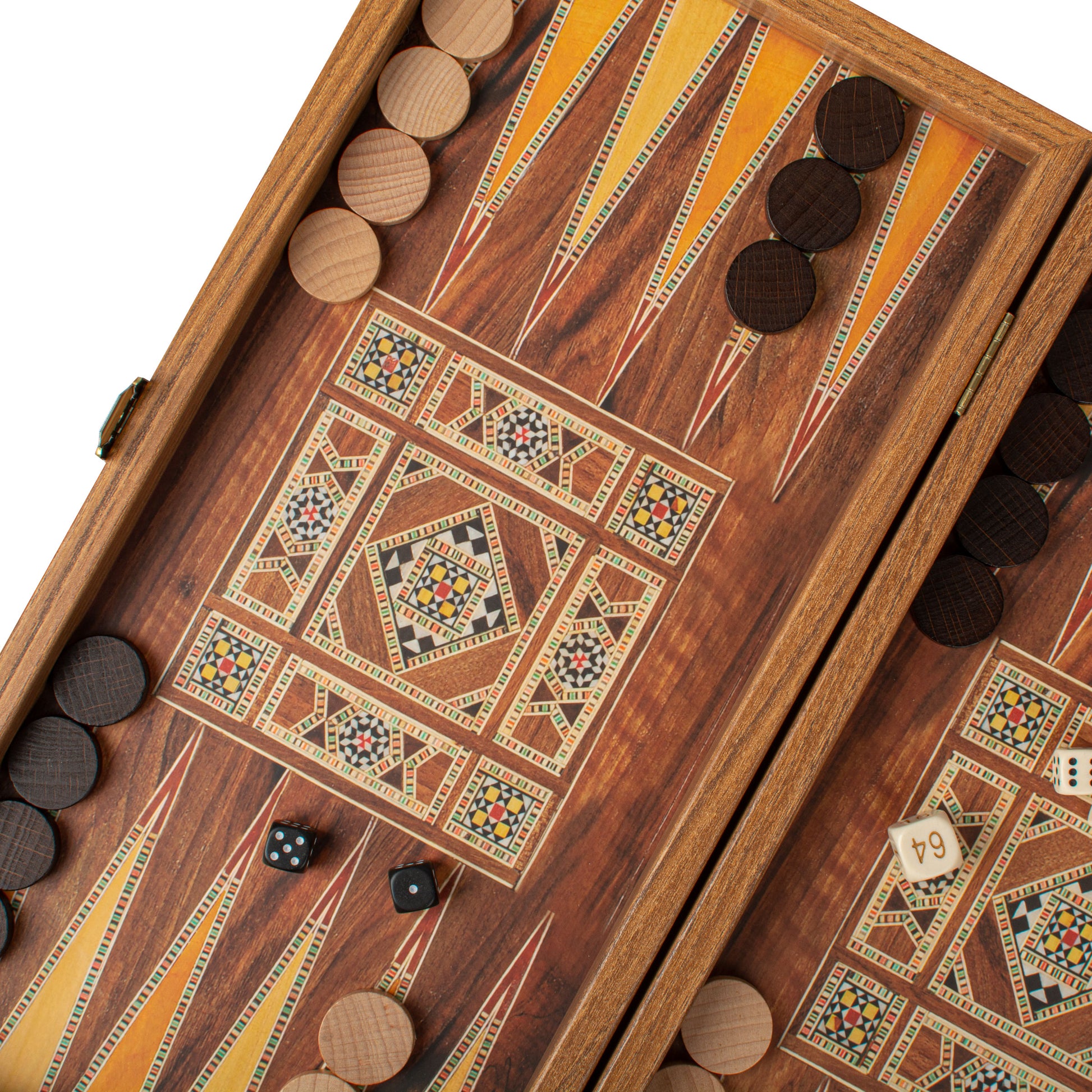 Handcrafted Mosaic Traditional Style Backgammon Set - Classic Design and Quality Materials - Premium Backgammon from MANOPOULOS Chess & Backgammon - Just €29! Shop now at MANOPOULOS Chess & Backgammon