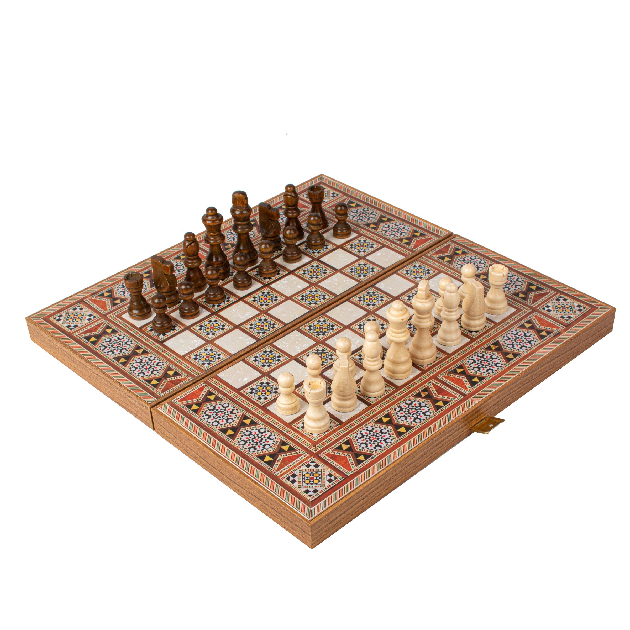 Handcrafted Mosaic Traditional Style Backgammon Set - Classic Design and Quality Materials - Premium Backgammon from MANOPOULOS Chess & Backgammon - Just €29! Shop now at MANOPOULOS Chess & Backgammon