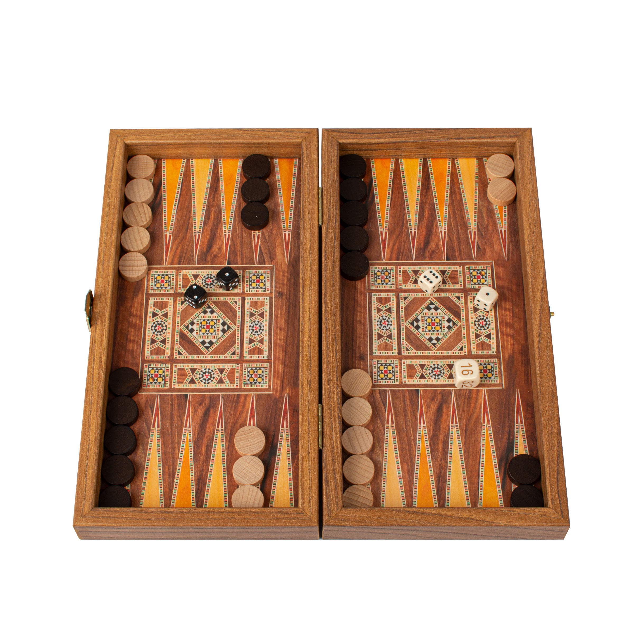 Handcrafted Mosaic Traditional Style Backgammon Set - Classic Design and Quality Materials - Premium Backgammon from MANOPOULOS Chess & Backgammon - Just €29! Shop now at MANOPOULOS Chess & Backgammon