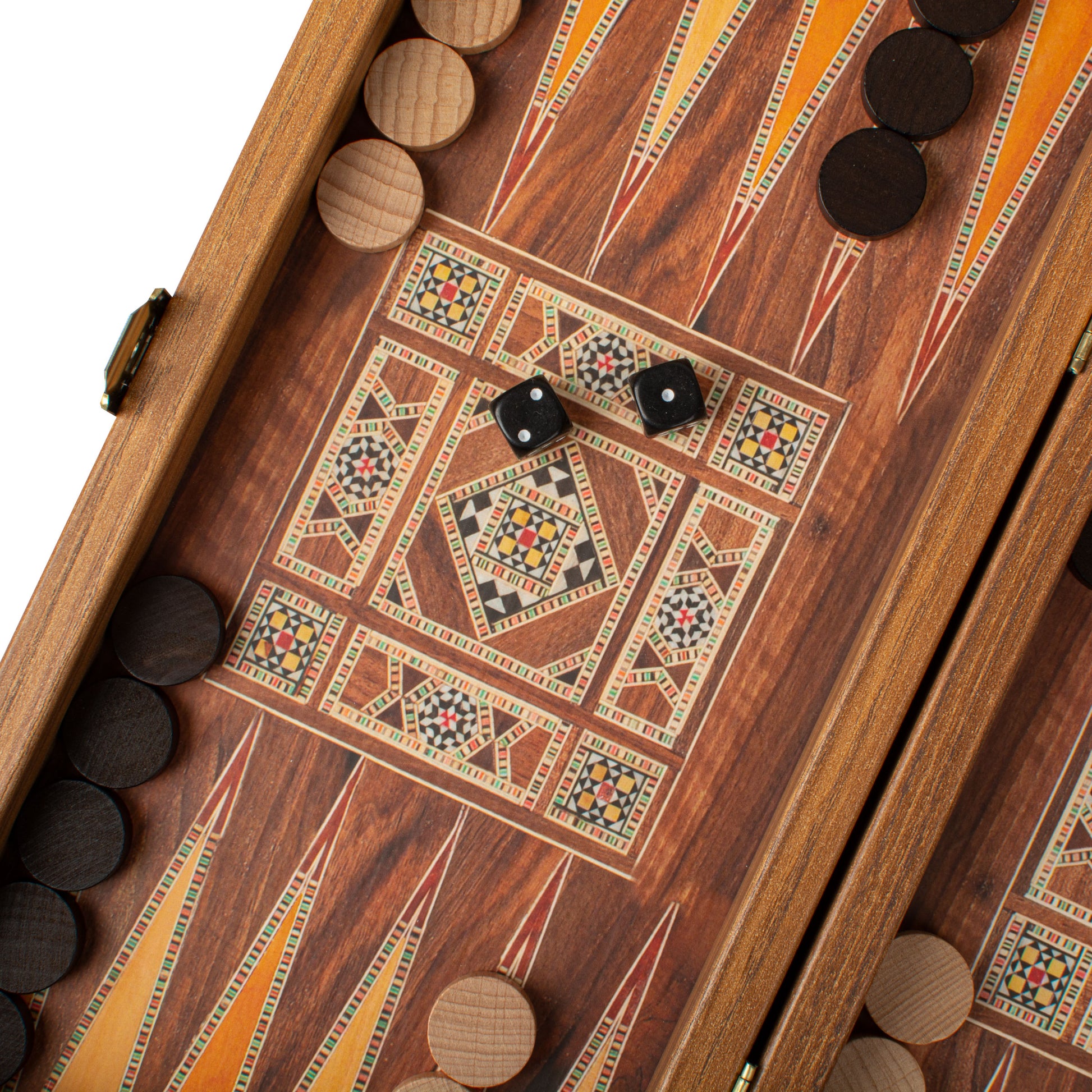 Handcrafted Mosaic Traditional Style Backgammon Set - Classic Design and Quality Materials - Premium Backgammon from MANOPOULOS Chess & Backgammon - Just €29! Shop now at MANOPOULOS Chess & Backgammon