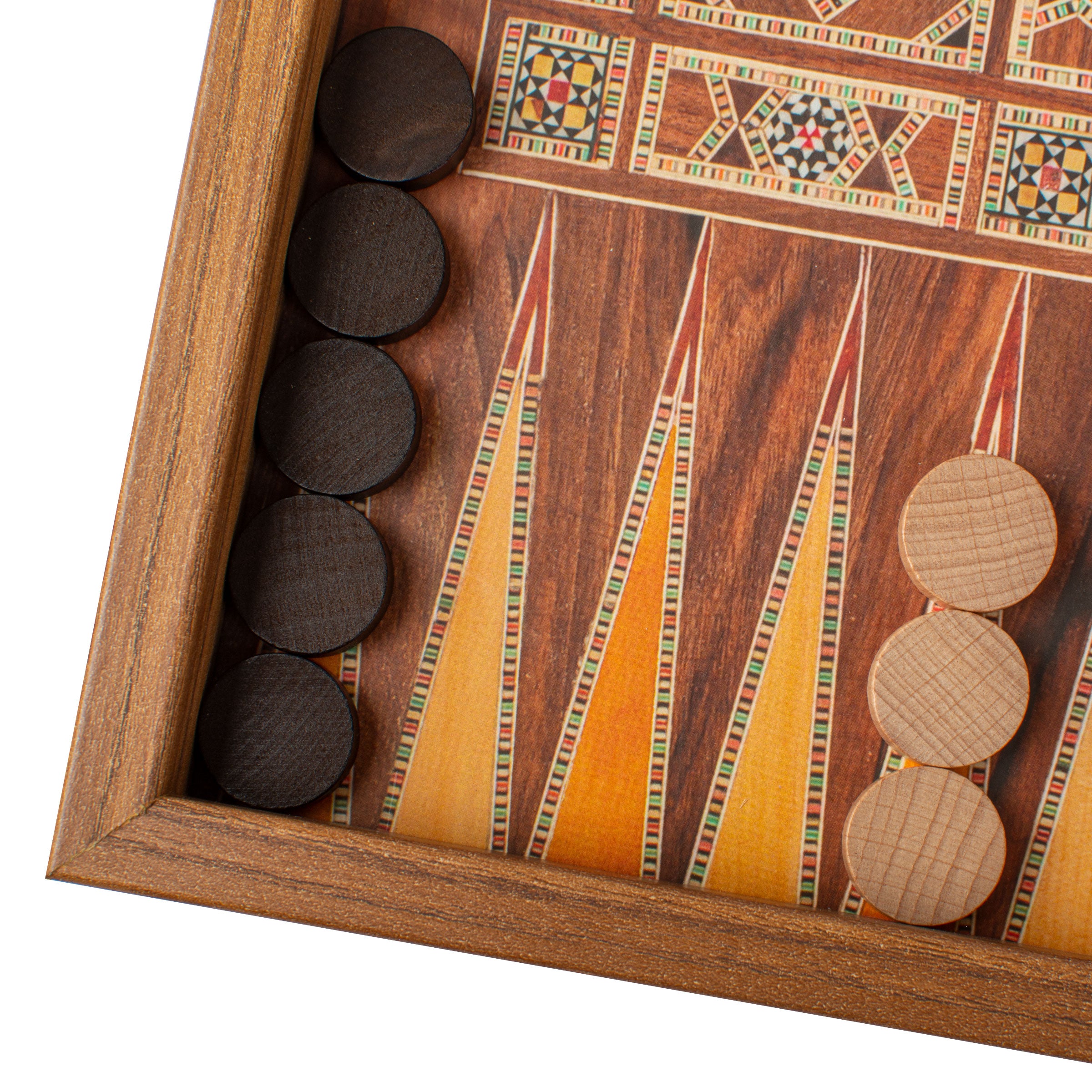Handcrafted Mosaic Traditional Style Backgammon Set - Classic Design and Quality Materials - Premium Backgammon from MANOPOULOS Chess & Backgammon - Just €29! Shop now at MANOPOULOS Chess & Backgammon