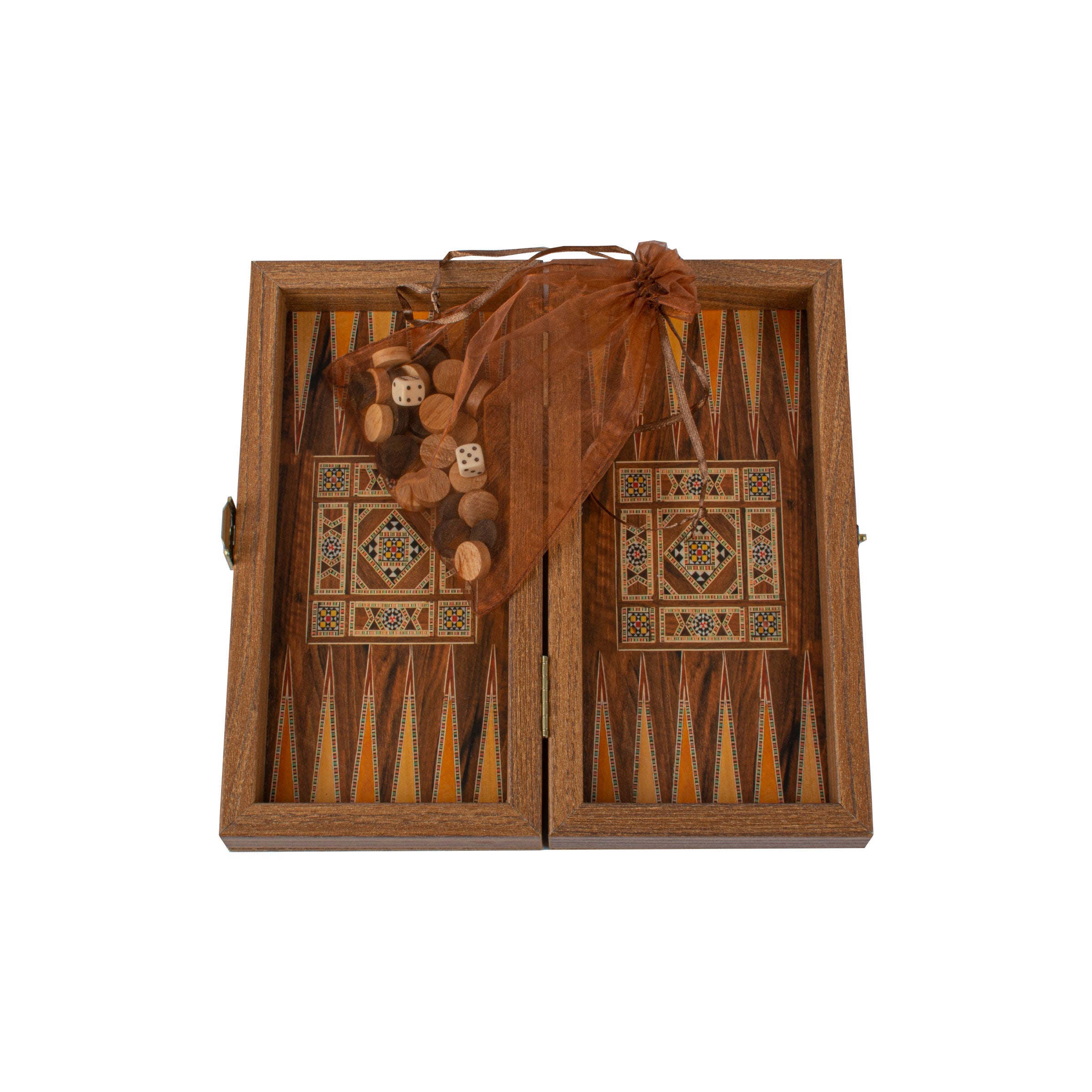 Handcrafted Mosaic Traditional Style Backgammon Set - Classic Design and Quality Materials - Premium Backgammon from MANOPOULOS Chess & Backgammon - Just €29! Shop now at MANOPOULOS Chess & Backgammon