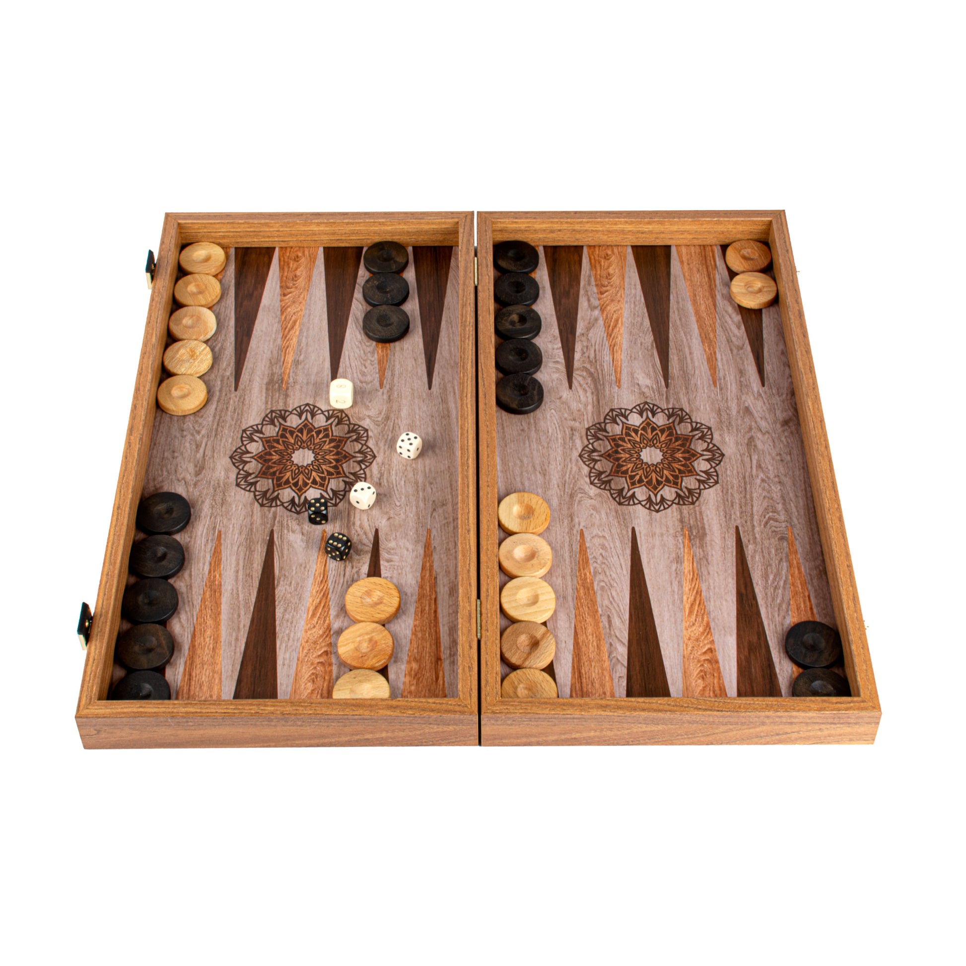 Handcrafted Traditional Mandala Design Backgammon Set - Elegant Simplicity - Premium Backgammon from MANOPOULOS Chess & Backgammon - Just €84! Shop now at MANOPOULOS Chess & Backgammon