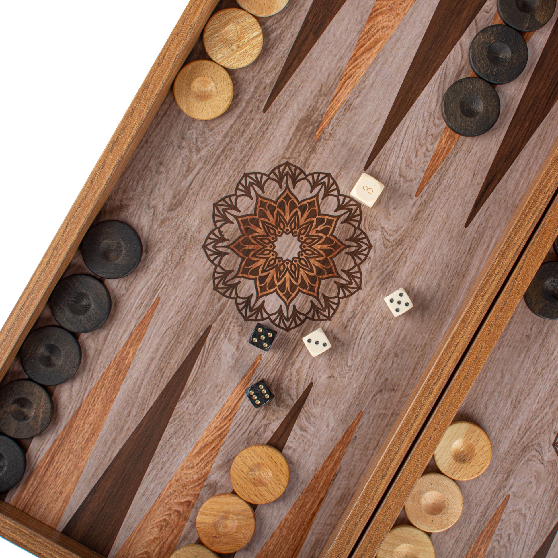 Handcrafted Traditional Mandala Design Backgammon Set - Elegant Simplicity - Premium Backgammon from MANOPOULOS Chess & Backgammon - Just €84! Shop now at MANOPOULOS Chess & Backgammon