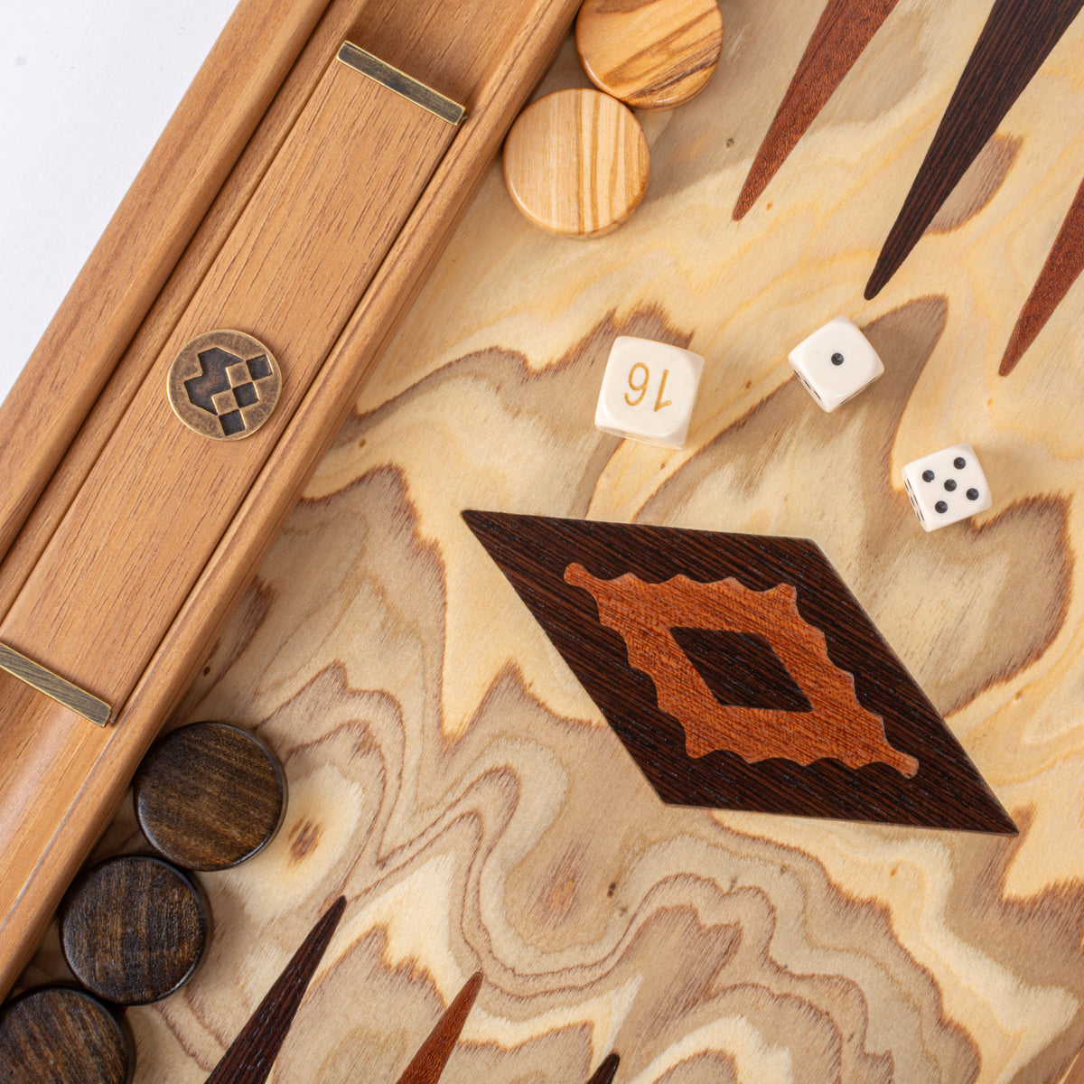 Premium Handcrafted Olive Burl Backgammon Set with Olive Wood Checkers