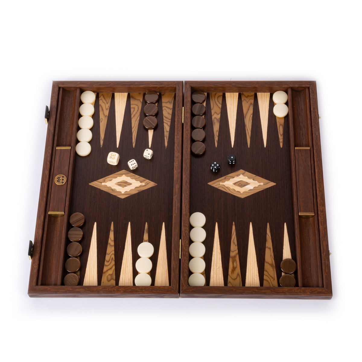 Premium Handgjord Wenge med Walnut Burl Backgammon Set