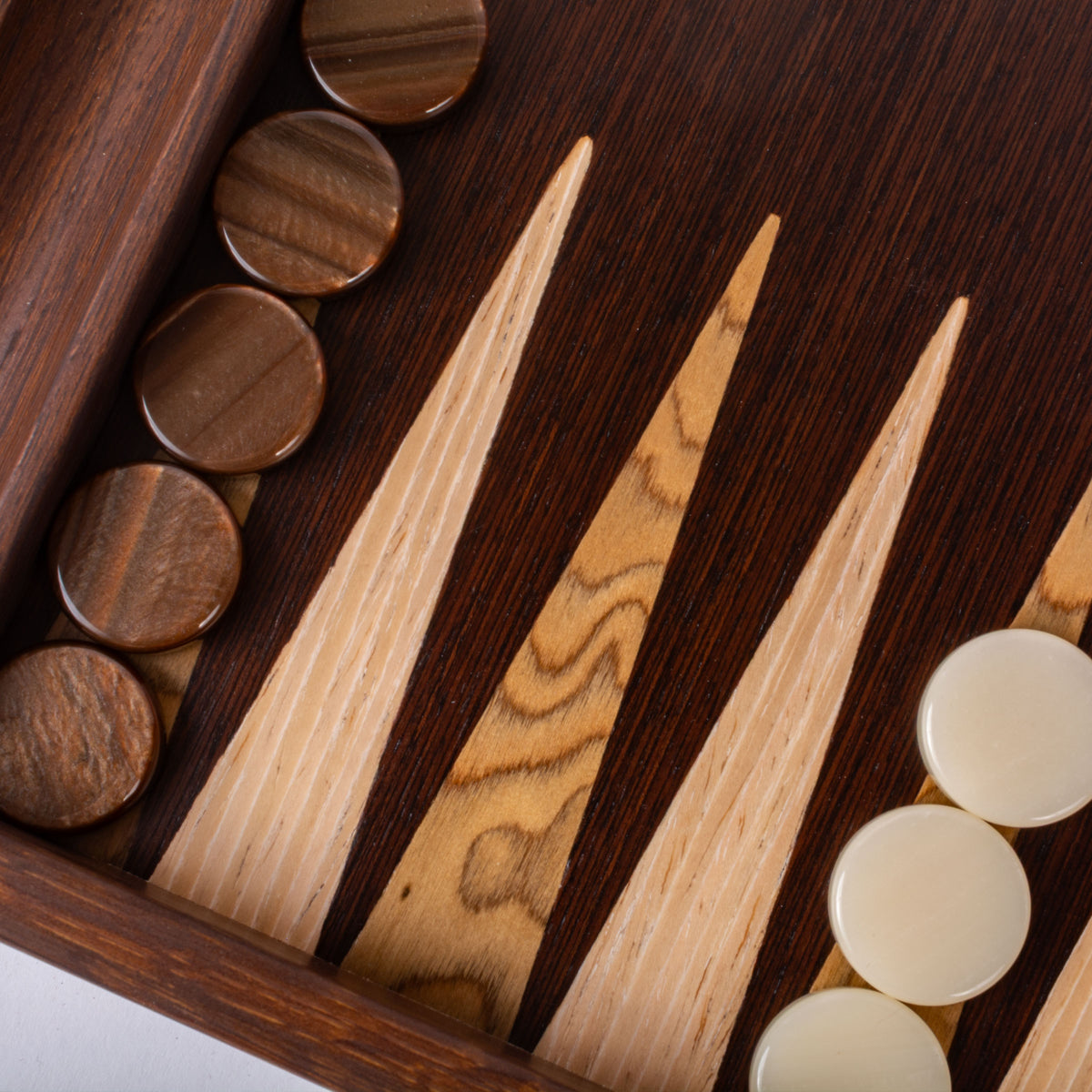 Premium Handgjord Wenge med Walnut Burl Backgammon Set