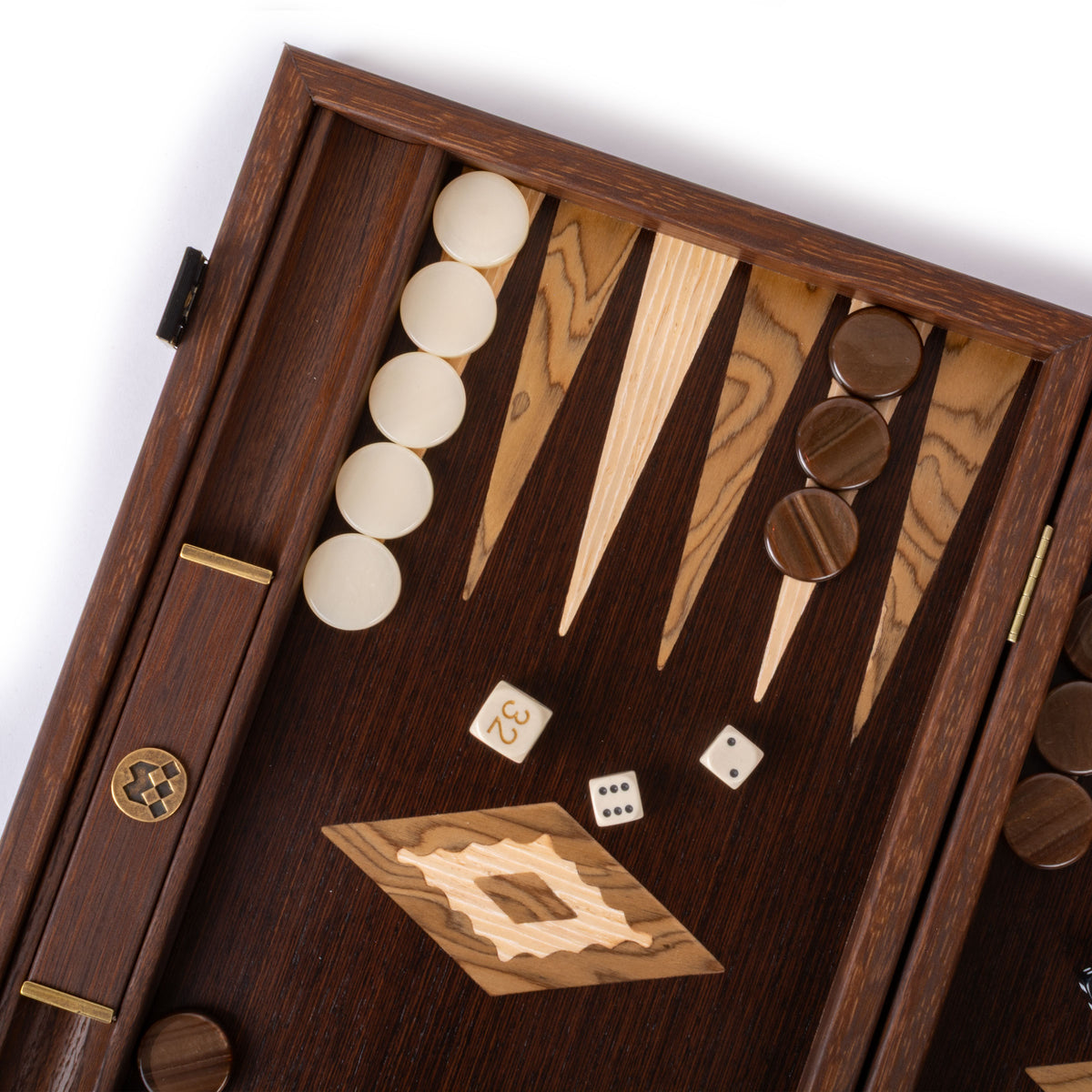 Premium Handgjord Wenge med Walnut Burl Backgammon Set