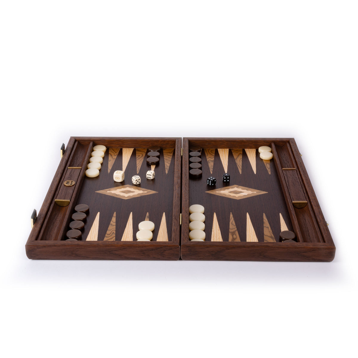 Premium Handgjord Wenge med Walnut Burl Backgammon Set