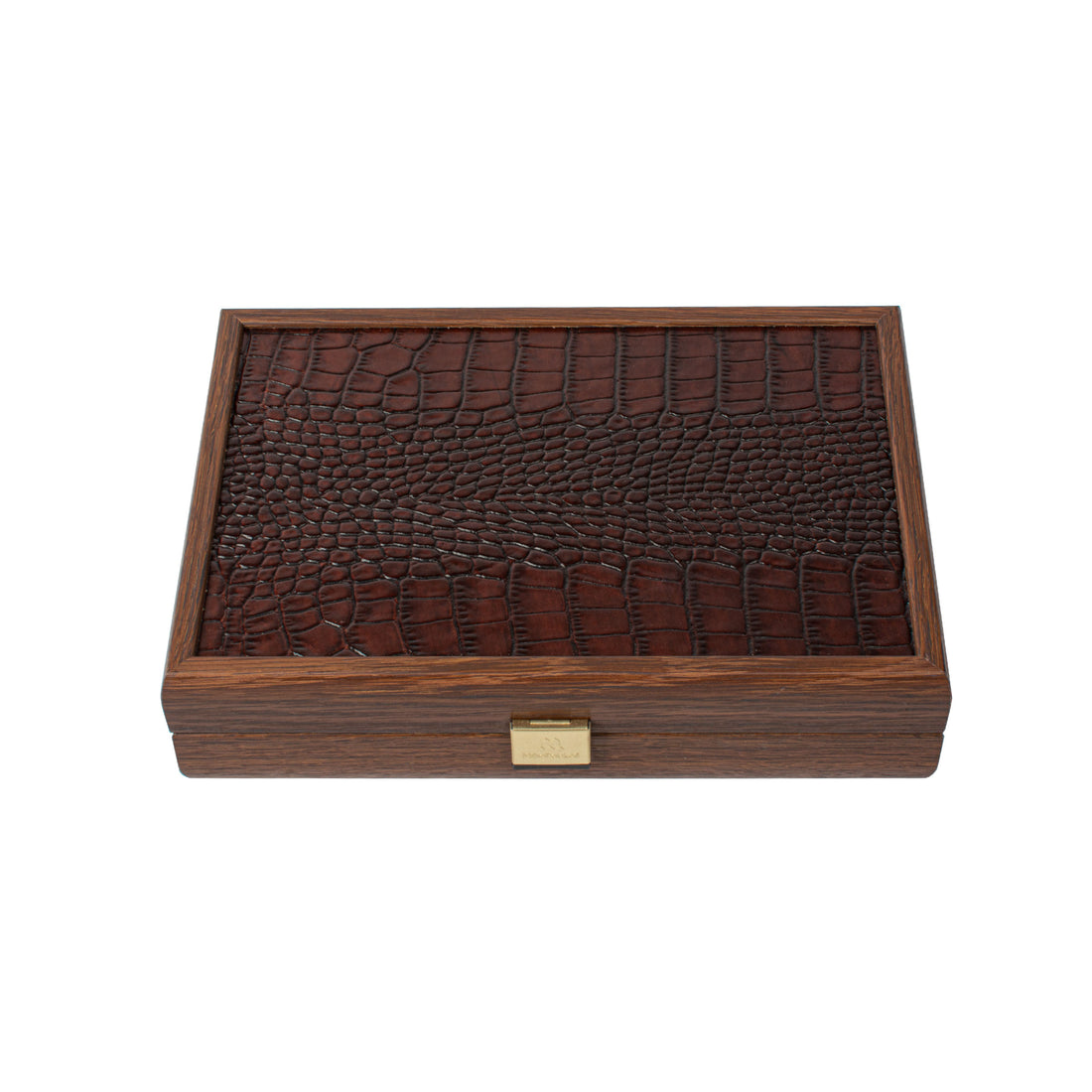 Luxury Domino Set in Brown Leather Crocodile toter with Wooden Case - Premium Dominoes from MANOPOULOS Chess & Backgammon - Just €62.50! Shop now at MANOPOULOS Chess & Backgammon