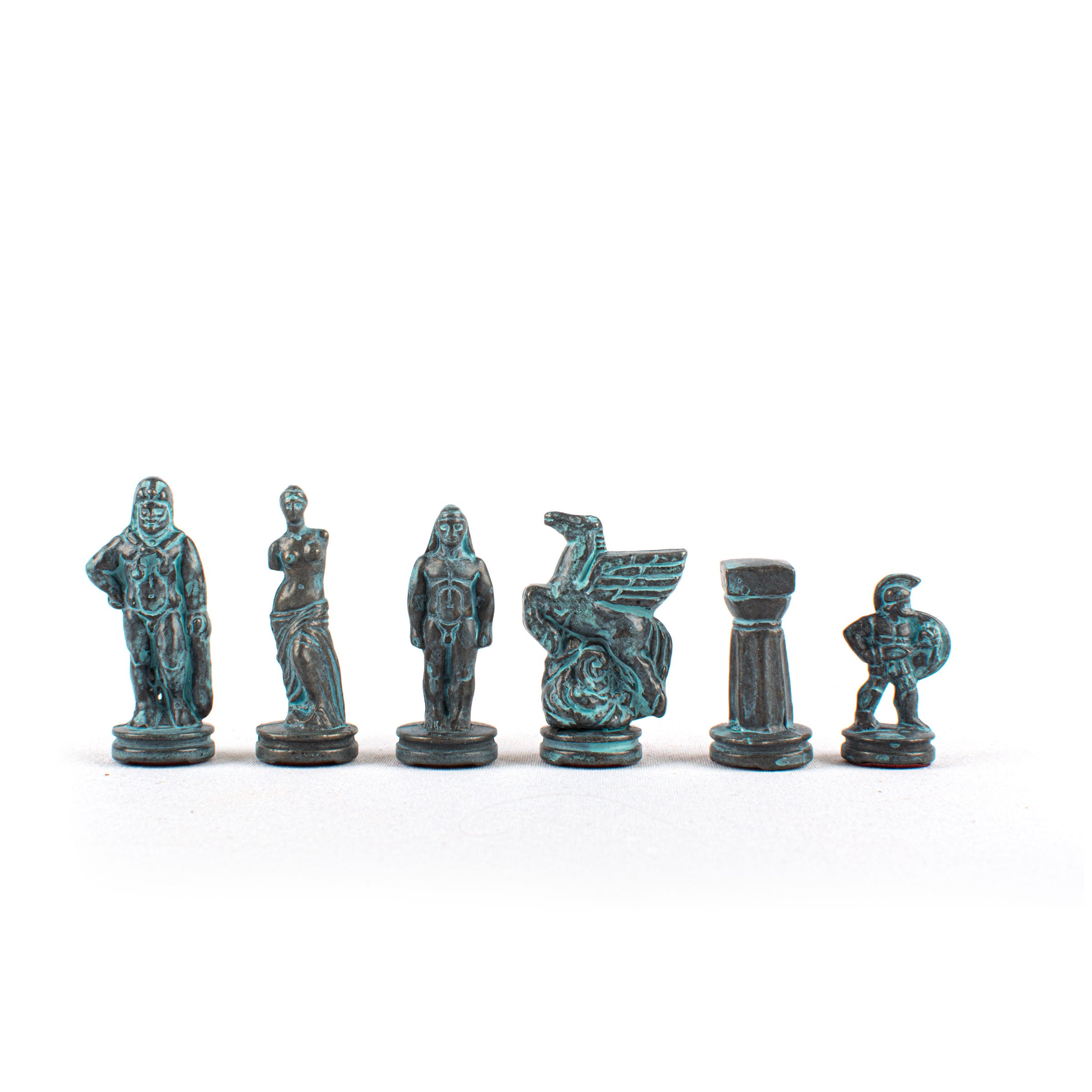 Handcrafted Spartan Warrior Chessmen Set, Blue & Brown (Small) by MANOPOULOS Chess & Backgammon, featuring artisan-made miniature figures inspired by Greek craftsmanship and heritage design. Handcrafted games, timeless design.