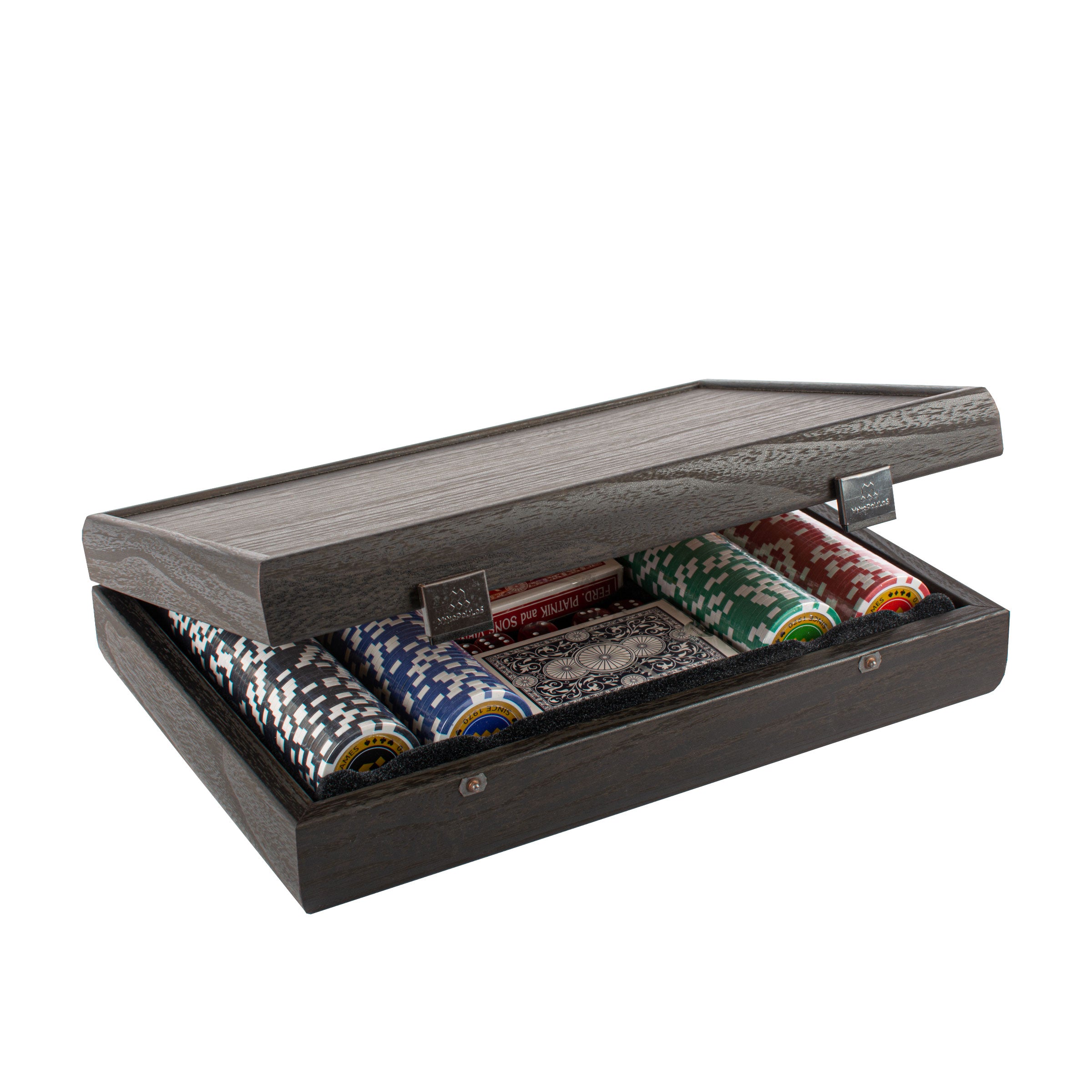 Luxury Poker Set in Black Wooden Replica Case - Handcrafted Game