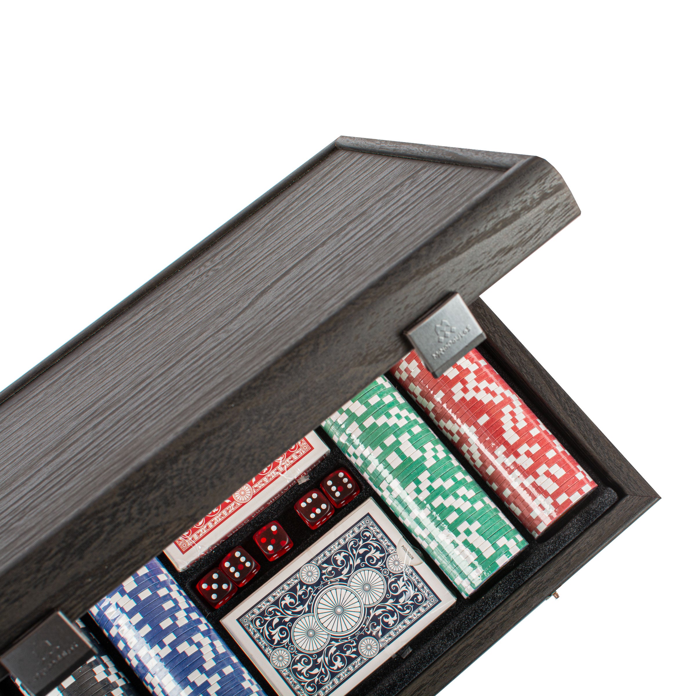 Luxury Poker Set in Black Wooden Replica Case - Handcrafted Game