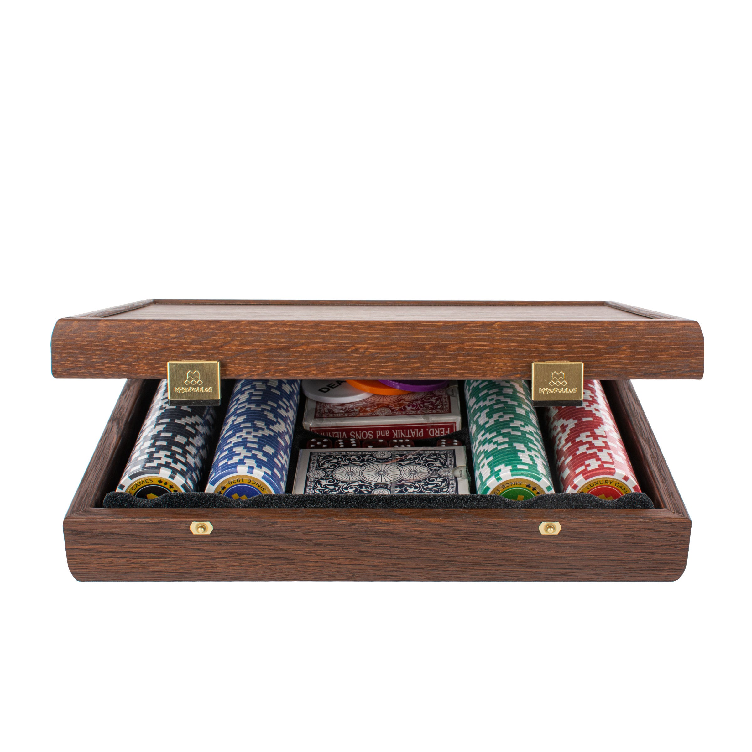 Luxury Poker Set in Dark Walnut Wooden Replica Case - Premium Poker Set from MANOPOULOS Chess & Backgammon - Just €146! Shop now at MANOPOULOS Chess & Backgammon