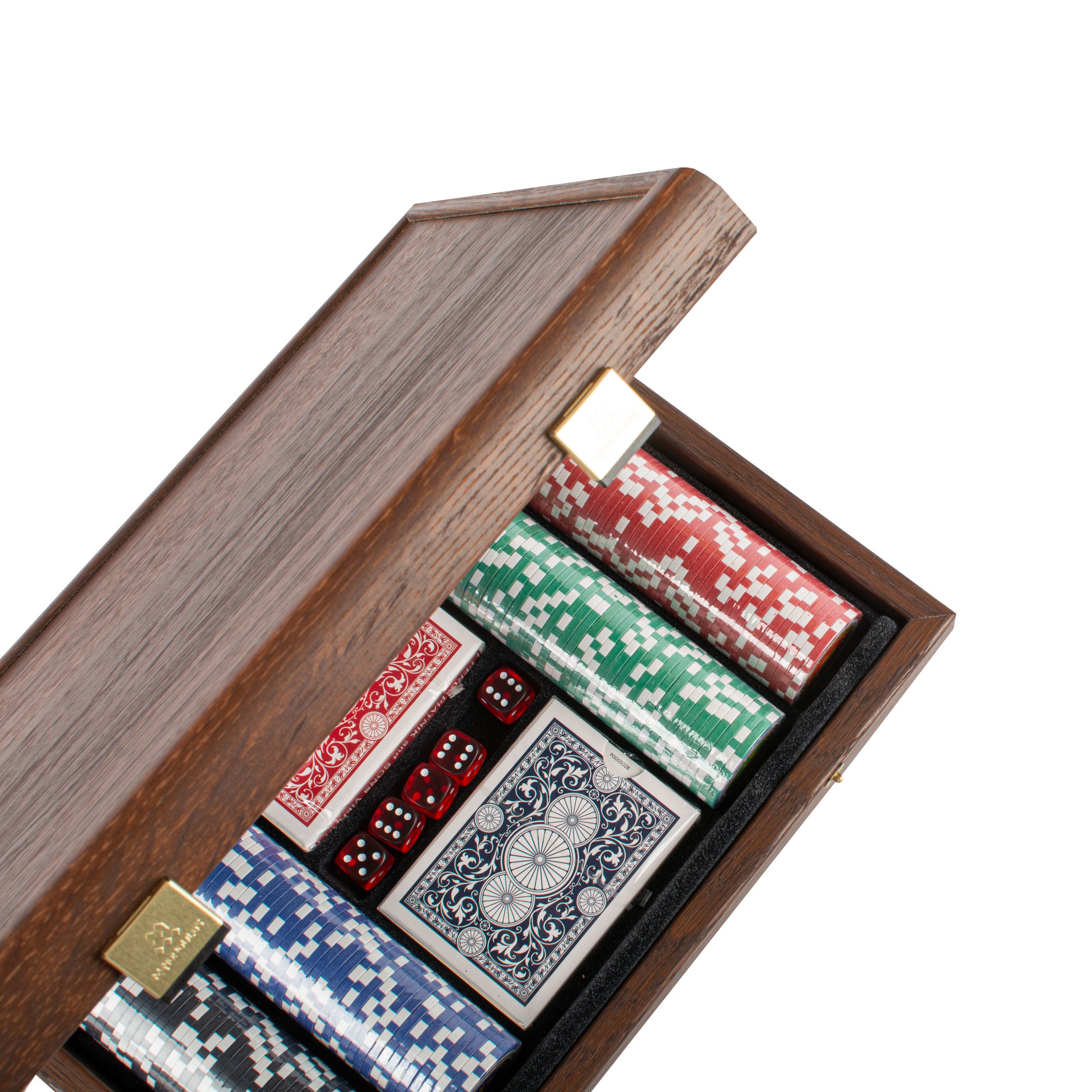 Luxury Poker Set in Dark Walnut Wooden Replica Case - Premium Poker Set from MANOPOULOS Chess & Backgammon - Just €146! Shop now at MANOPOULOS Chess & Backgammon