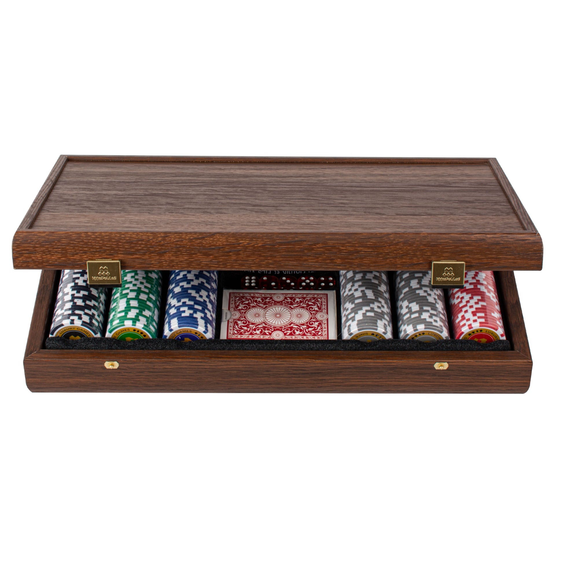 Luxury Poker Set in Dark Walnut Wooden Replica Case - Premium Poker Set from MANOPOULOS Chess & Backgammon - Just €173! Shop now at MANOPOULOS Chess & Backgammon