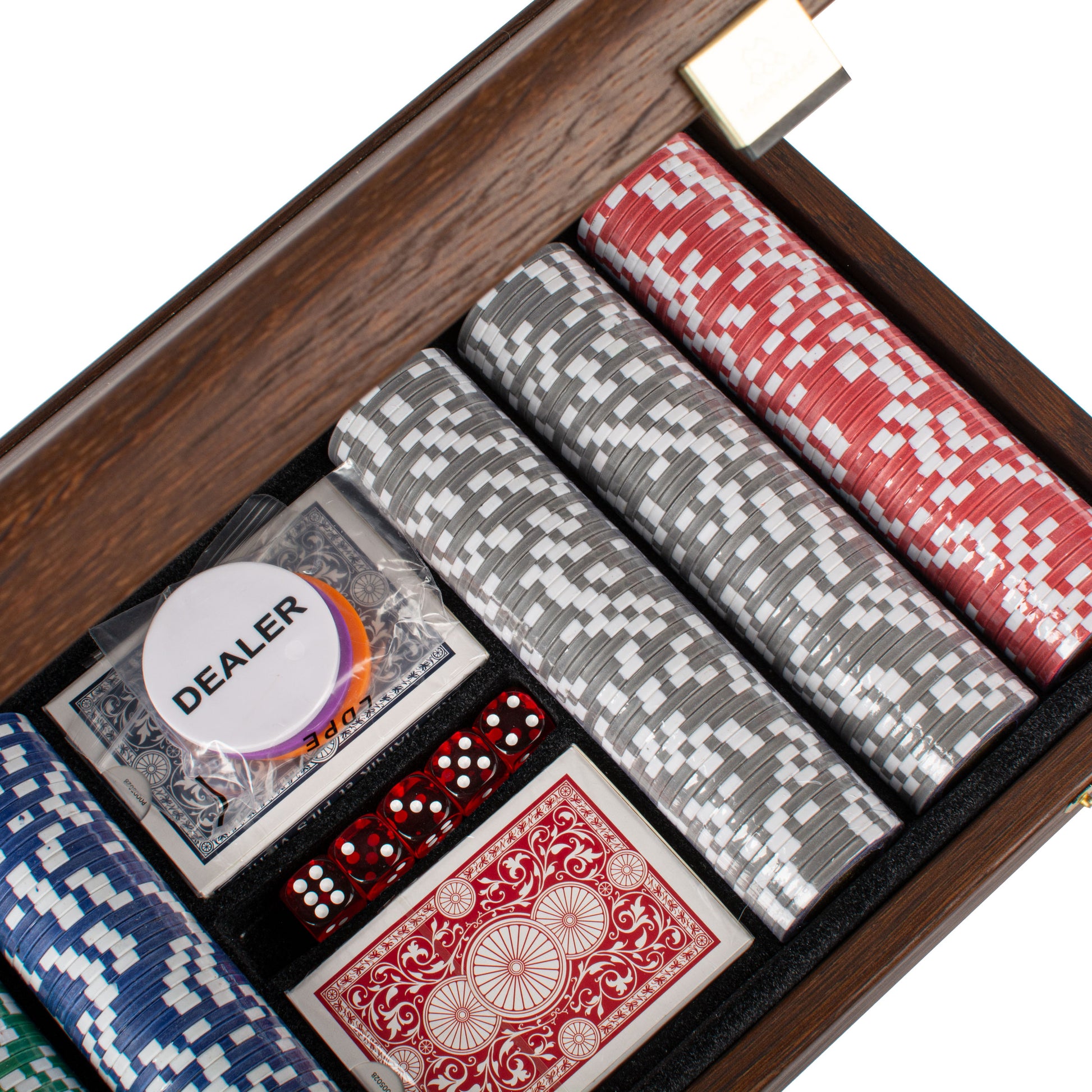 Luxury Poker Set in Dark Walnut Wooden Replica Case - Premium Poker Set from MANOPOULOS Chess & Backgammon - Just €152! Shop now at MANOPOULOS Chess & Backgammon