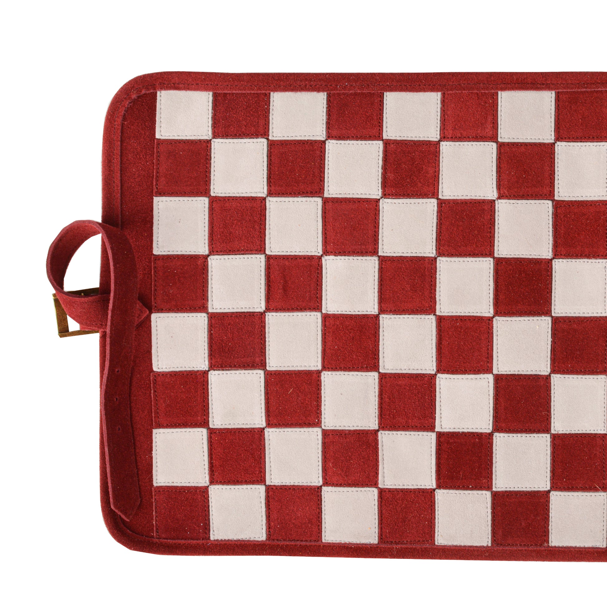 Premium Handcrafted Burgundy Red Suede Roll-Up Chess Set with Metal Chessmen - Premium Chess from MANOPOULOS Chess & Backgammon - Just €192! Shop now at MANOPOULOS Chess & Backgammon