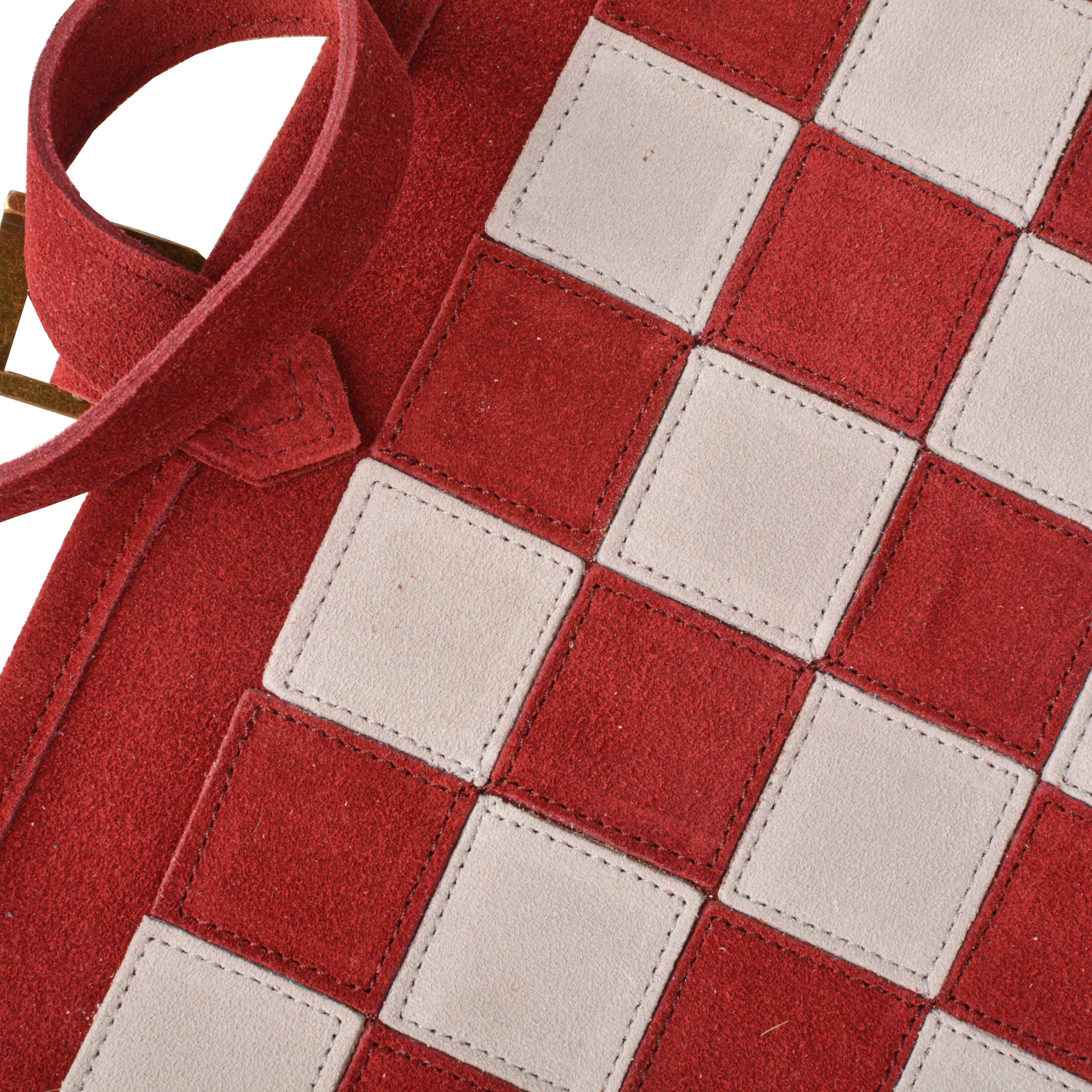 Premium Handcrafted Burgundy Red Suede Roll-Up Chess Set with Metal Chessmen - Premium Chess from MANOPOULOS Chess & Backgammon - Just €192! Shop now at MANOPOULOS Chess & Backgammon