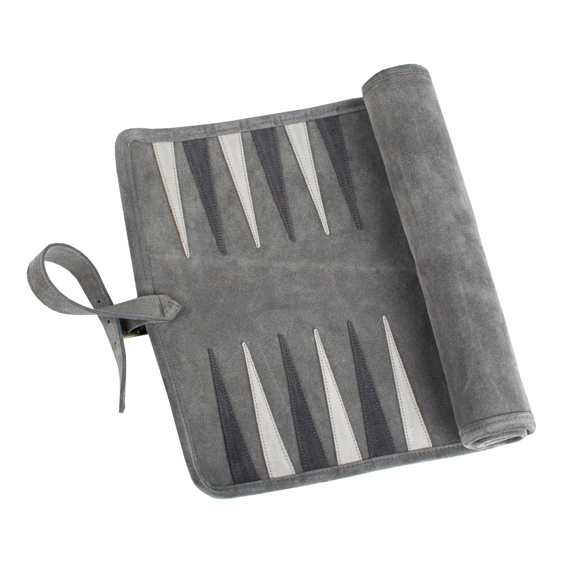 Premium Handcrafted Grey Suede Roll-Up Backgammon Set - Premium Backgammon from MANOPOULOS Chess & Backgammon - Just €159! Shop now at MANOPOULOS Chess & Backgammon