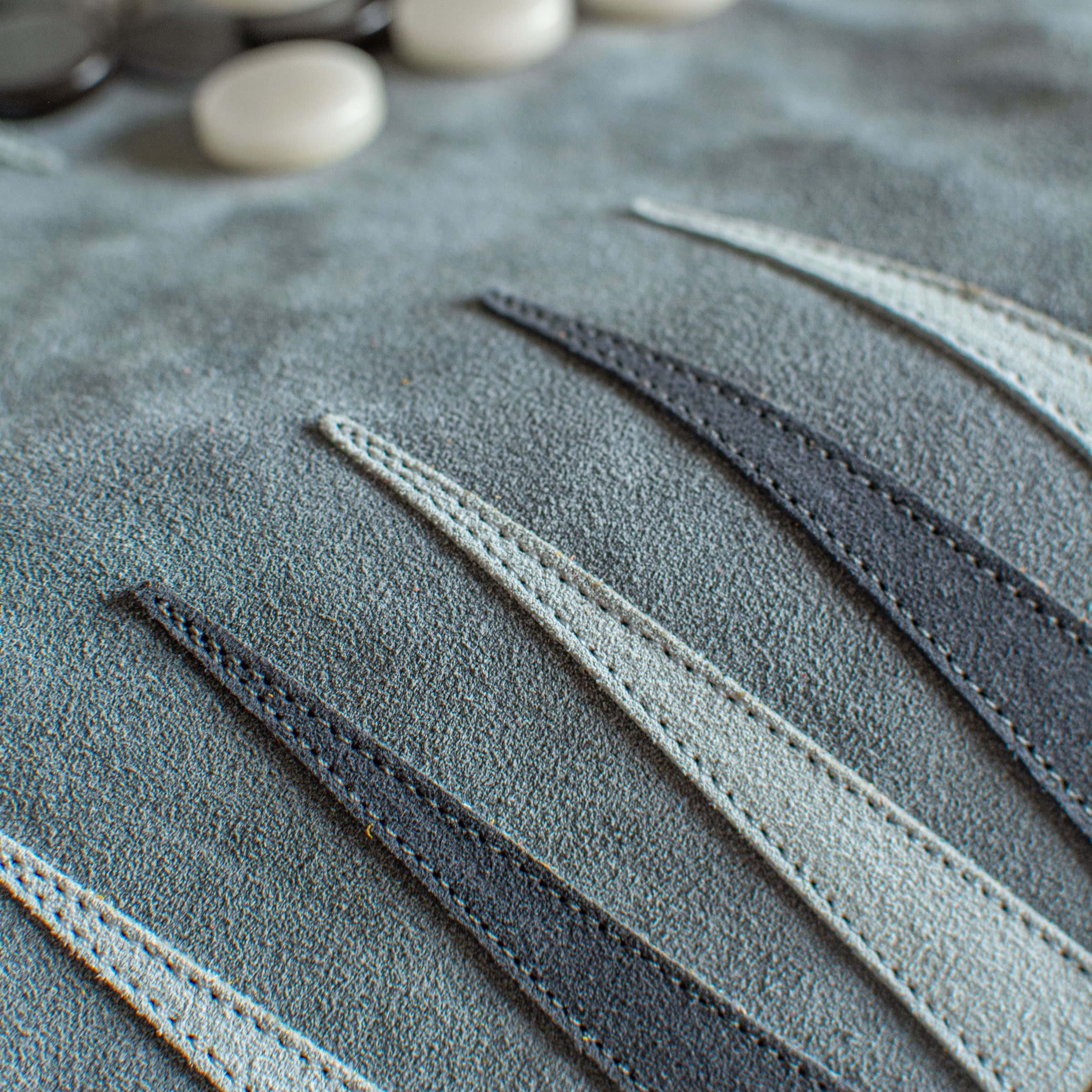 Premium Handcrafted Grey Suede Roll-Up Backgammon Set - Premium Backgammon from MANOPOULOS Chess & Backgammon - Just €159! Shop now at MANOPOULOS Chess & Backgammon
