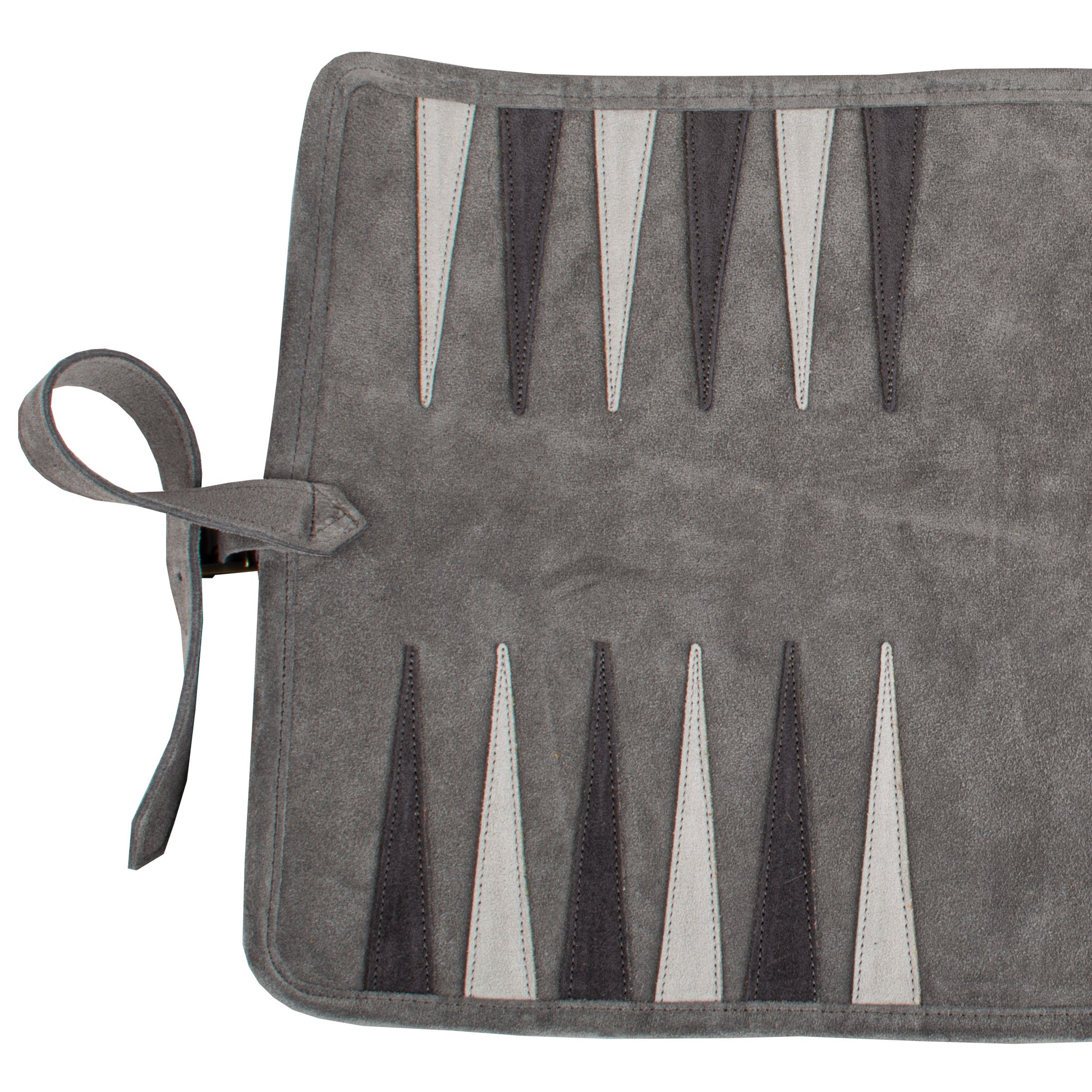 Premium Handcrafted Grey Suede Roll-Up Backgammon Set - Premium Backgammon from MANOPOULOS Chess & Backgammon - Just €159! Shop now at MANOPOULOS Chess & Backgammon