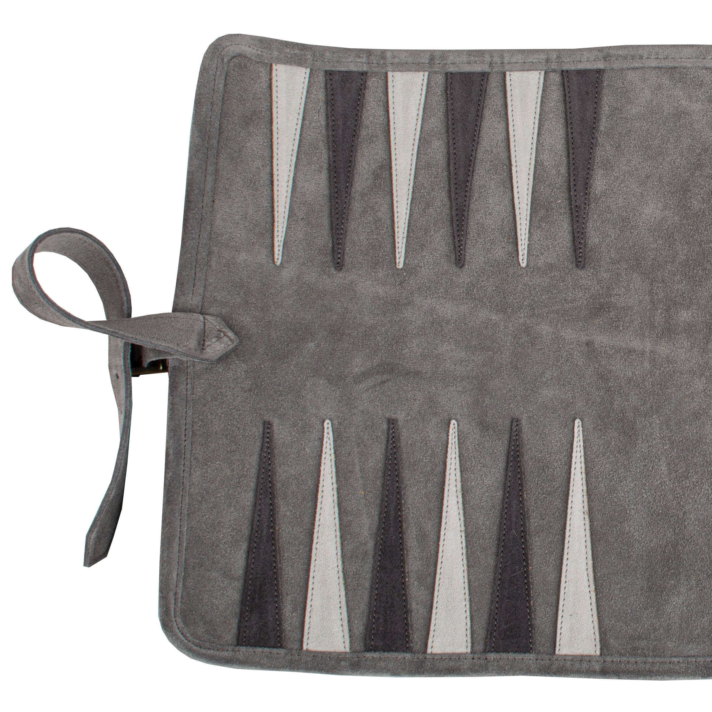 Premium Handcrafted Grey Suede Roll-Up Backgammon Set - Premium Backgammon from MANOPOULOS Chess & Backgammon - Just €159! Shop now at MANOPOULOS Chess & Backgammon