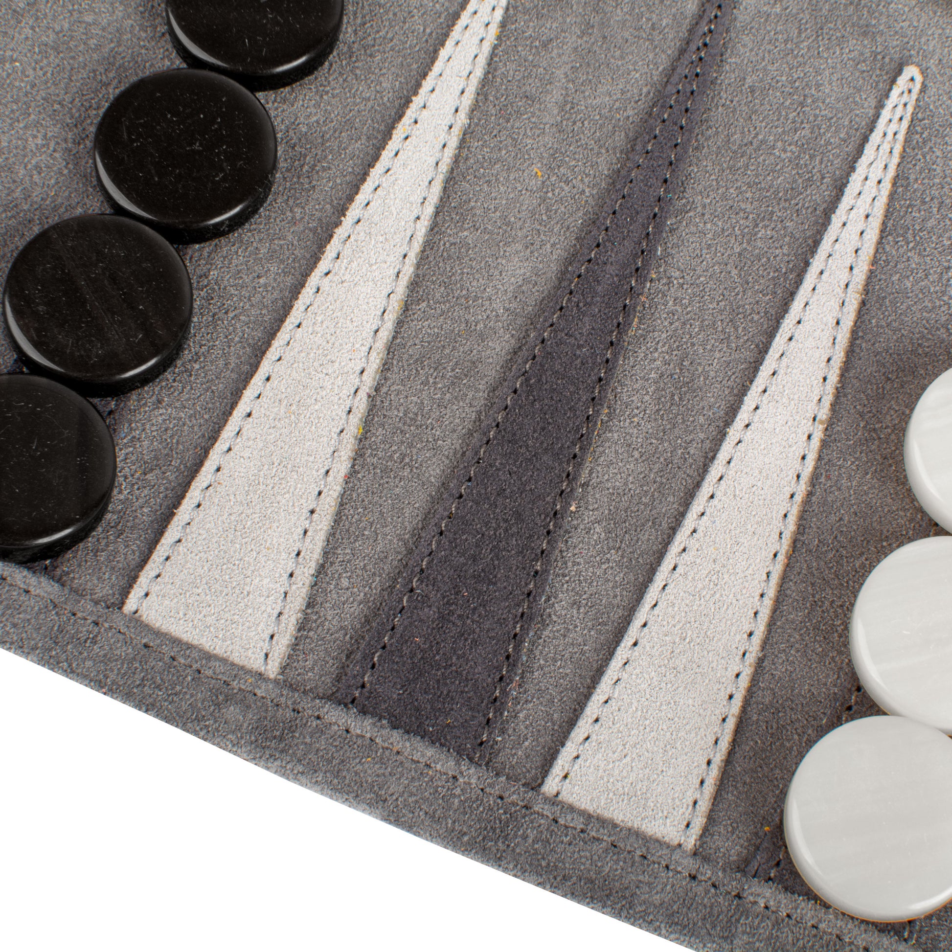 Premium Handcrafted Grey Suede Roll-Up Backgammon Set - Premium Backgammon from MANOPOULOS Chess & Backgammon - Just €159! Shop now at MANOPOULOS Chess & Backgammon