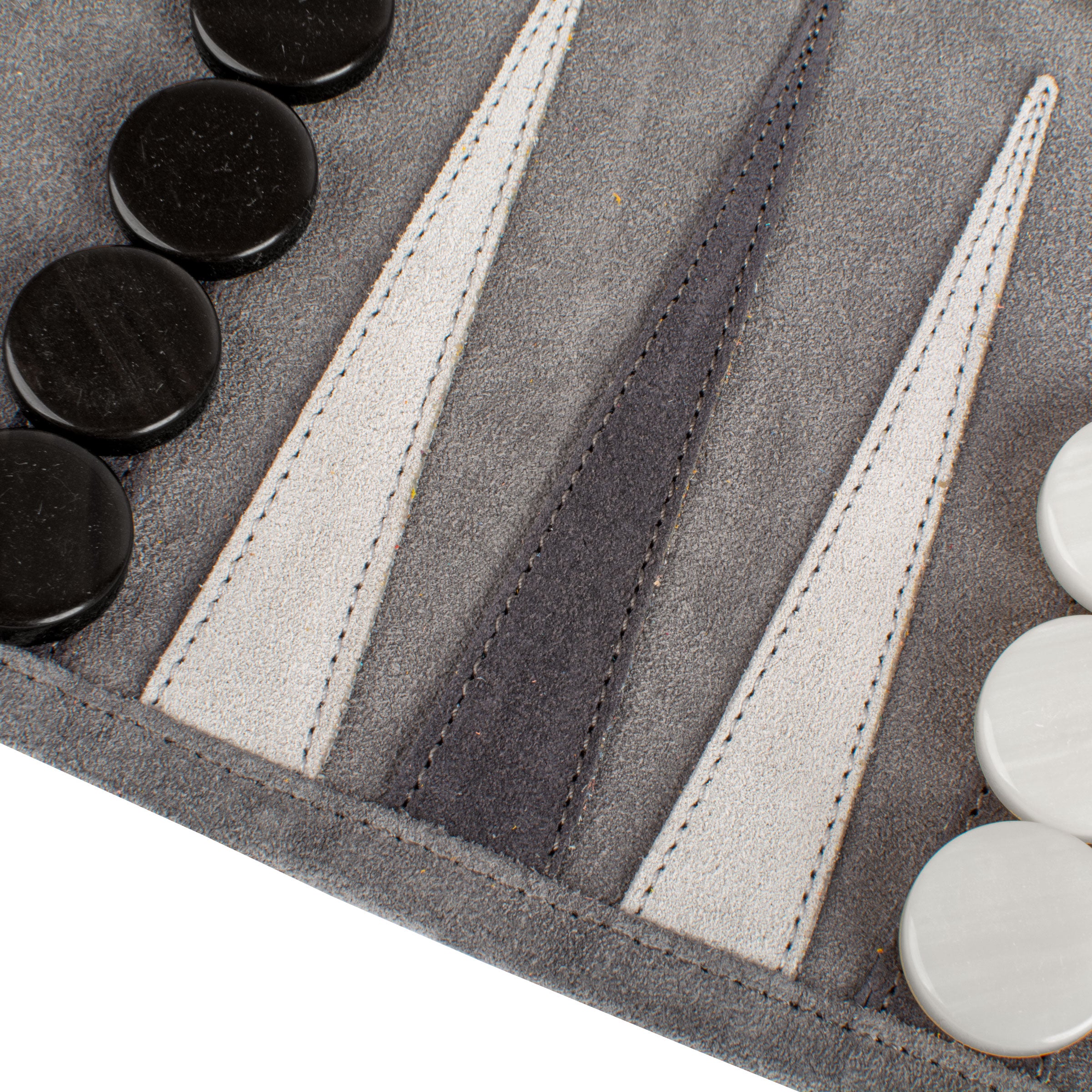 Premium Handcrafted Grey Suede Roll-Up Backgammon Set - Premium Backgammon from MANOPOULOS Chess & Backgammon - Just €159! Shop now at MANOPOULOS Chess & Backgammon