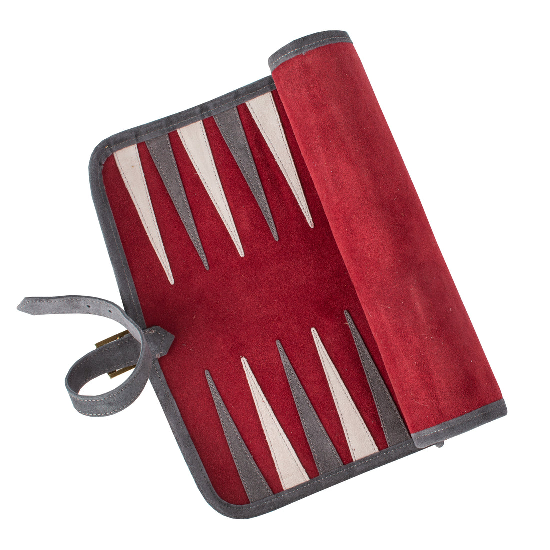Premium Handcrafted Burgundy Red Suede Roll-Up Backgammon Set - Premium Backgammon from MANOPOULOS Chess & Backgammon - Just €159! Shop now at MANOPOULOS Chess & Backgammon