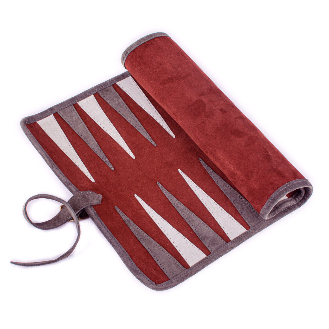Premium Handcrafted Burgundy Red Suede Roll-Up Backgammon Set - Premium Backgammon from MANOPOULOS Chess & Backgammon - Just €159! Shop now at MANOPOULOS Chess & Backgammon
