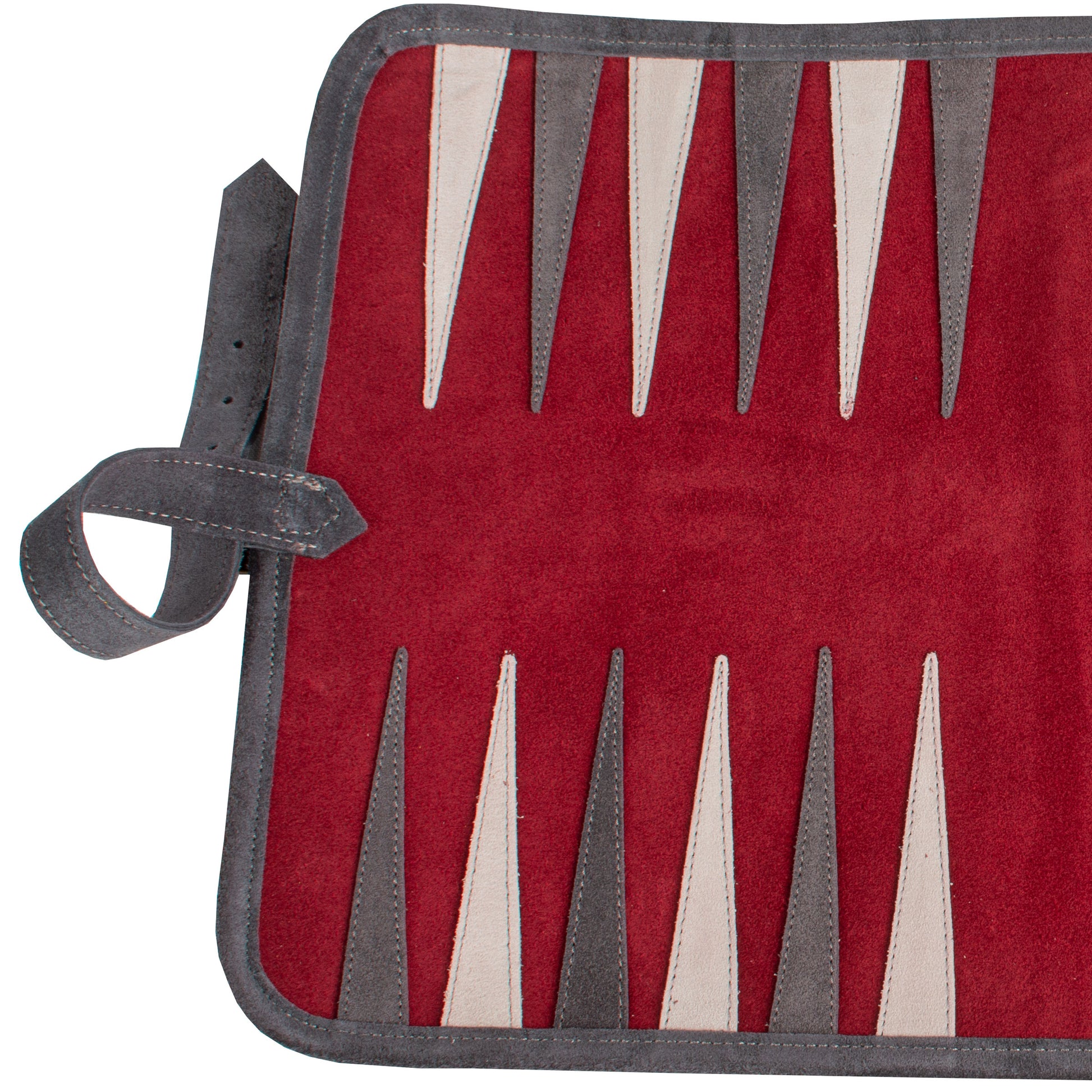 Premium Handcrafted Burgundy Red Suede Roll-Up Backgammon Set - Premium Backgammon from MANOPOULOS Chess & Backgammon - Just €159! Shop now at MANOPOULOS Chess & Backgammon