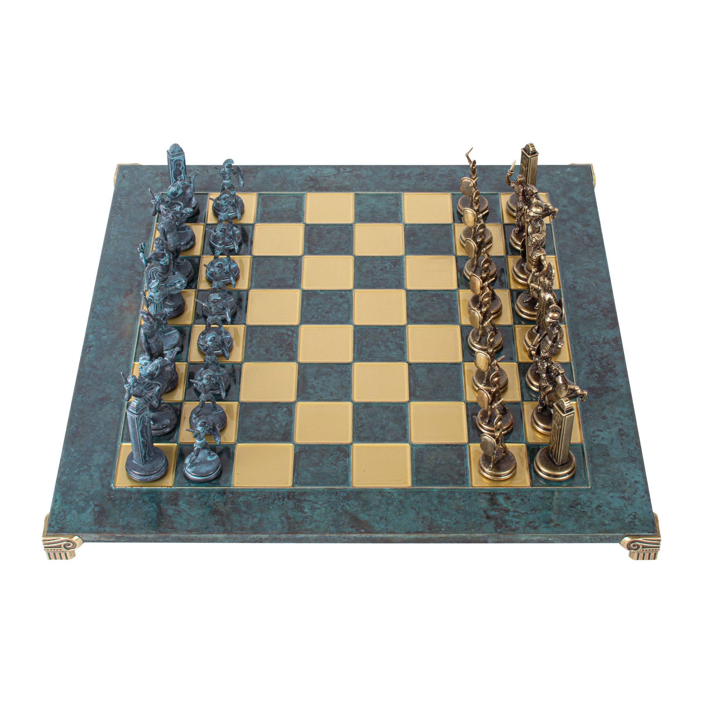 Luxury Handcrafted Greek Mythology Chess Set – Blue & Bronze (Extra Large)