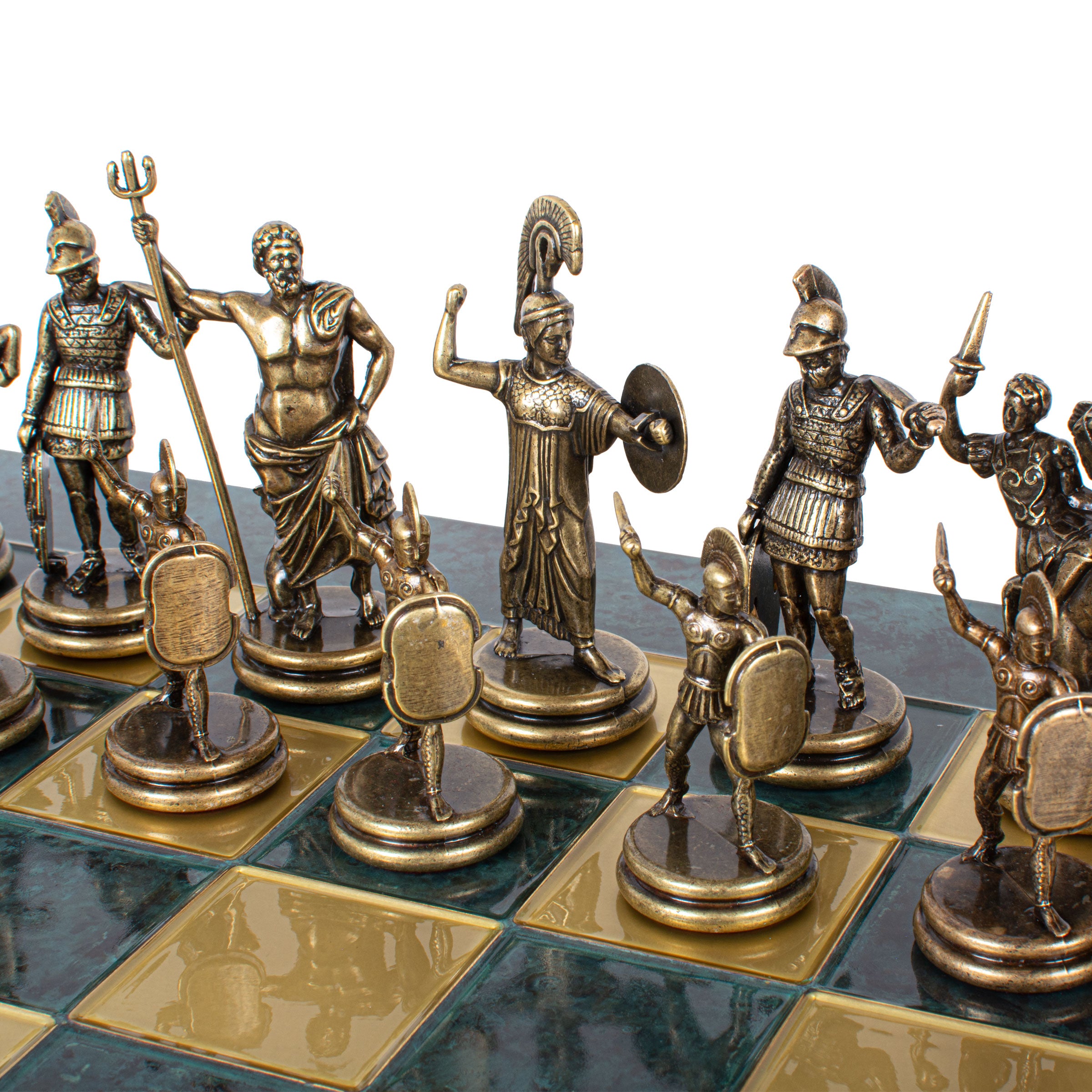 Luxury Handcrafted Greek Mythology Chess Set – Blue & Bronze (Extra Large)