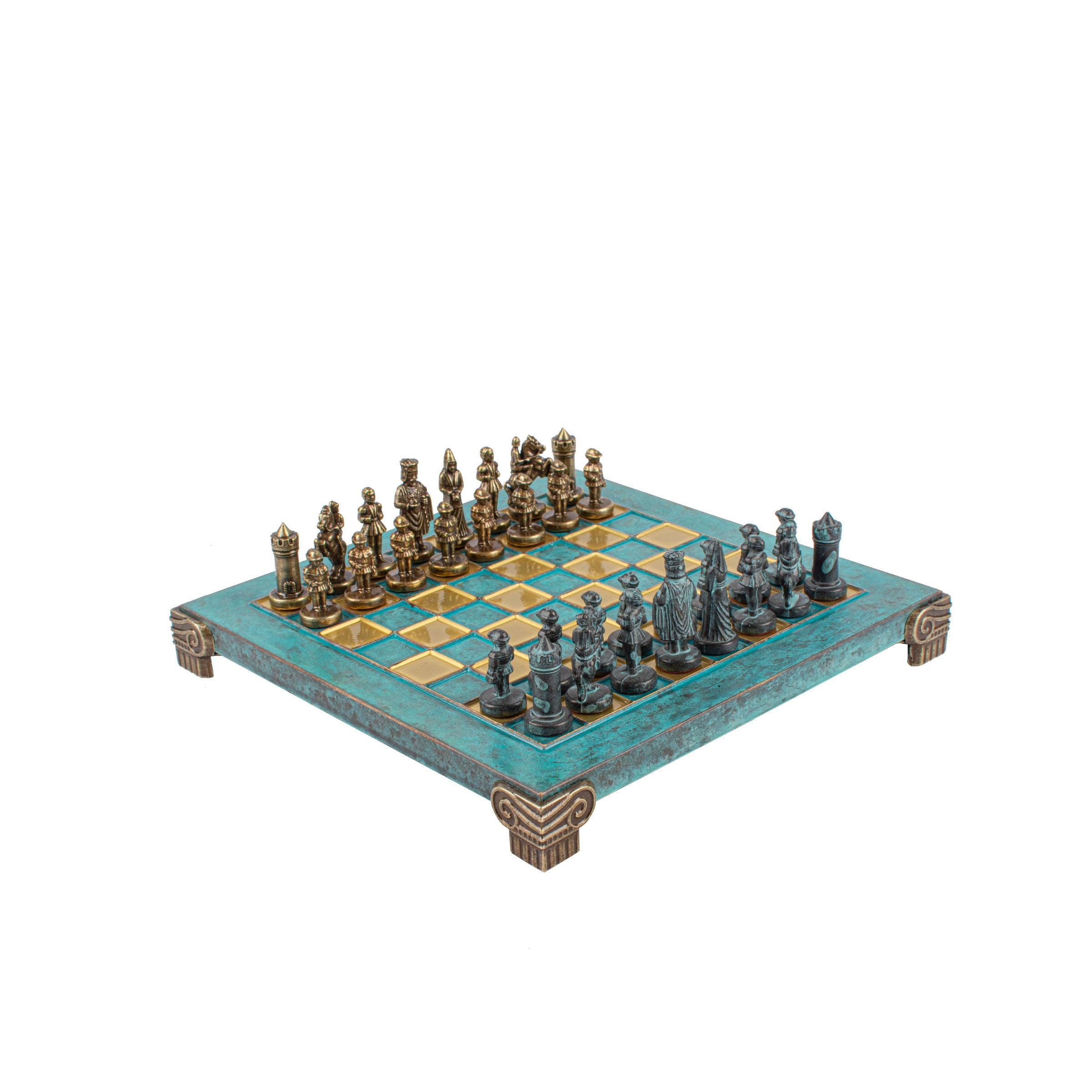 Handcrafted Byzantine Empire Chess Set, Blue & Brass (Extra Small) - Premium Chess from MANOPOULOS Chess & Backgammon - Just €85! Shop now at MANOPOULOS Chess & Backgammon