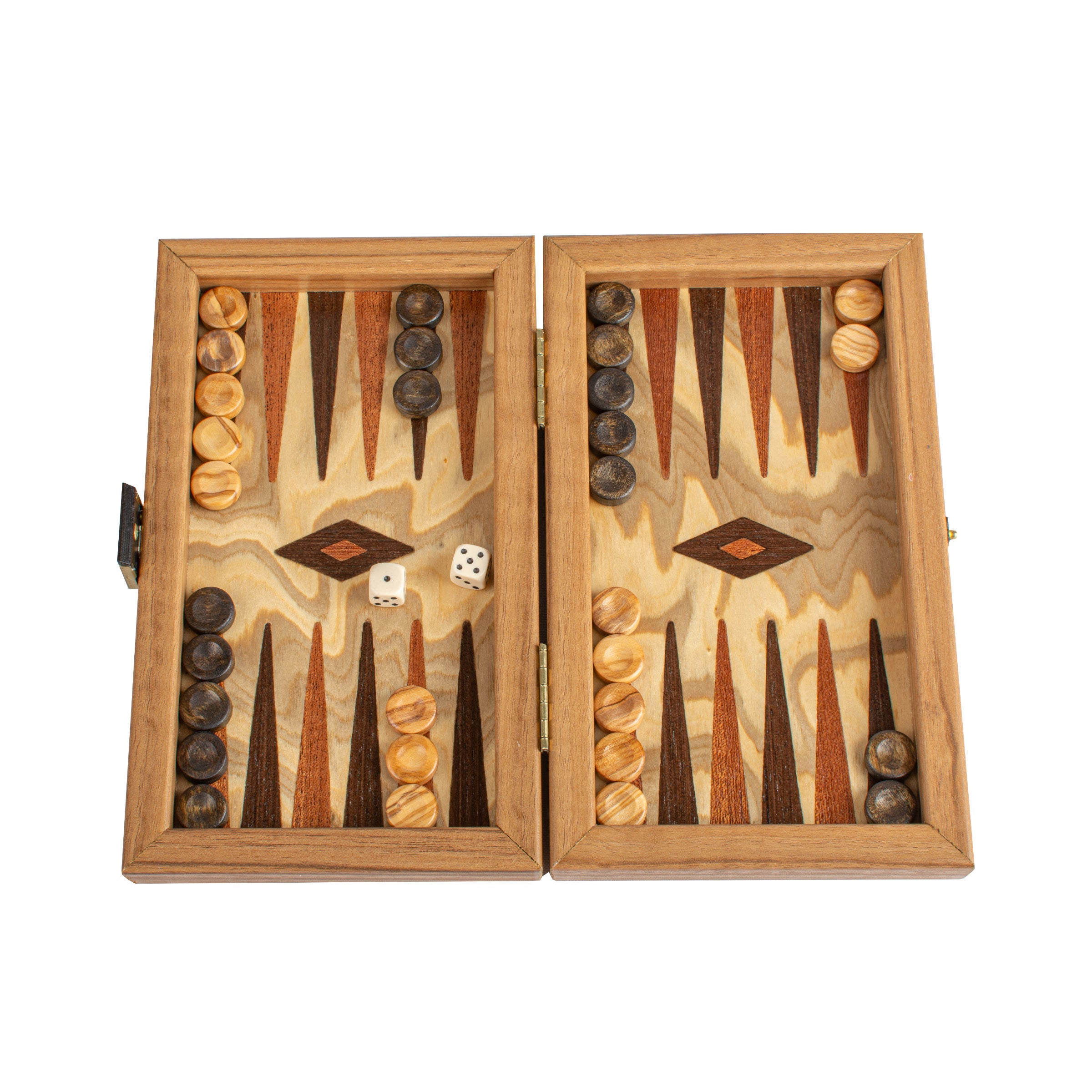 Handcrafted Olive Burl Backgammon Set with Olive Wood Checkers