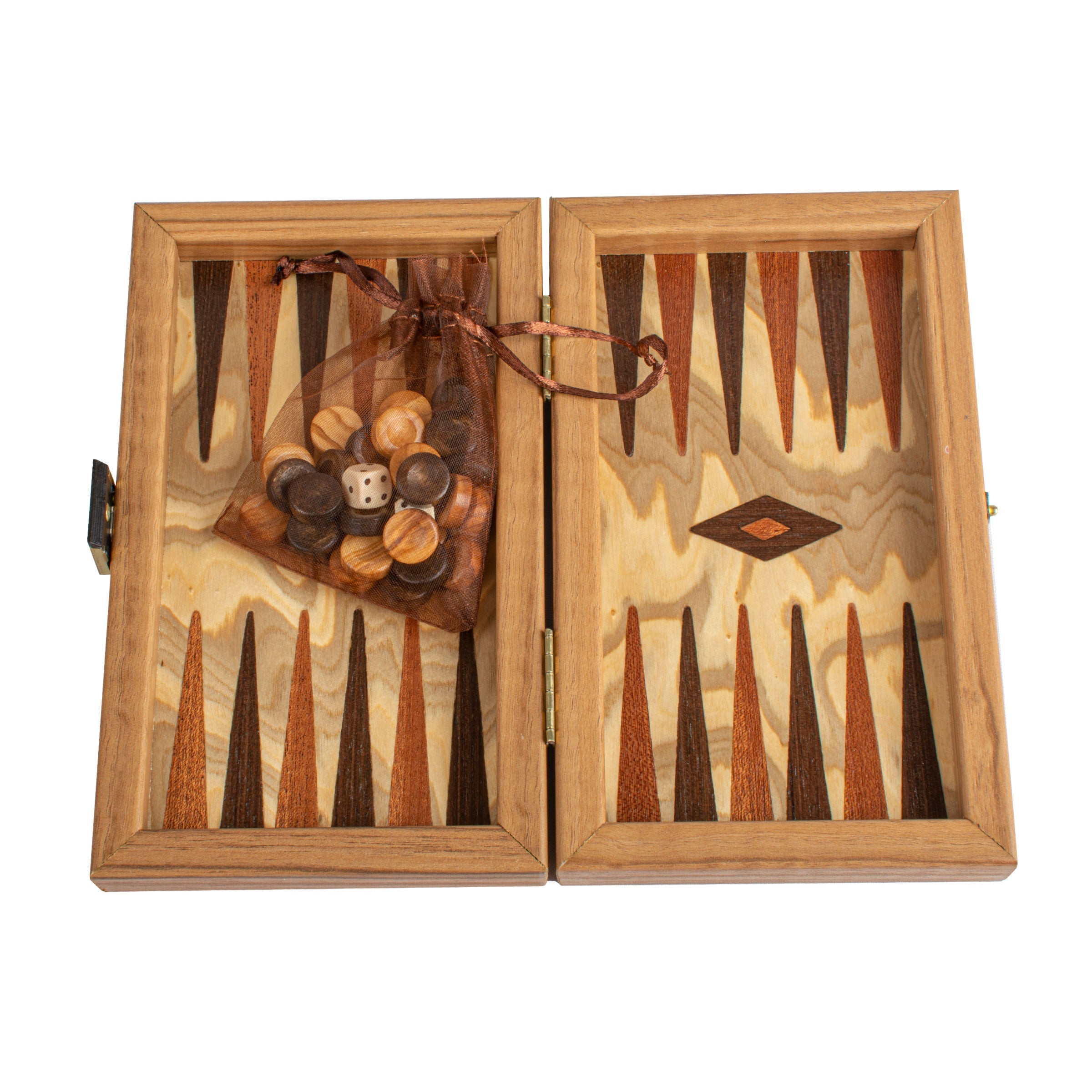 Handcrafted Olive Burl Backgammon Set with Oak Wood Checkers