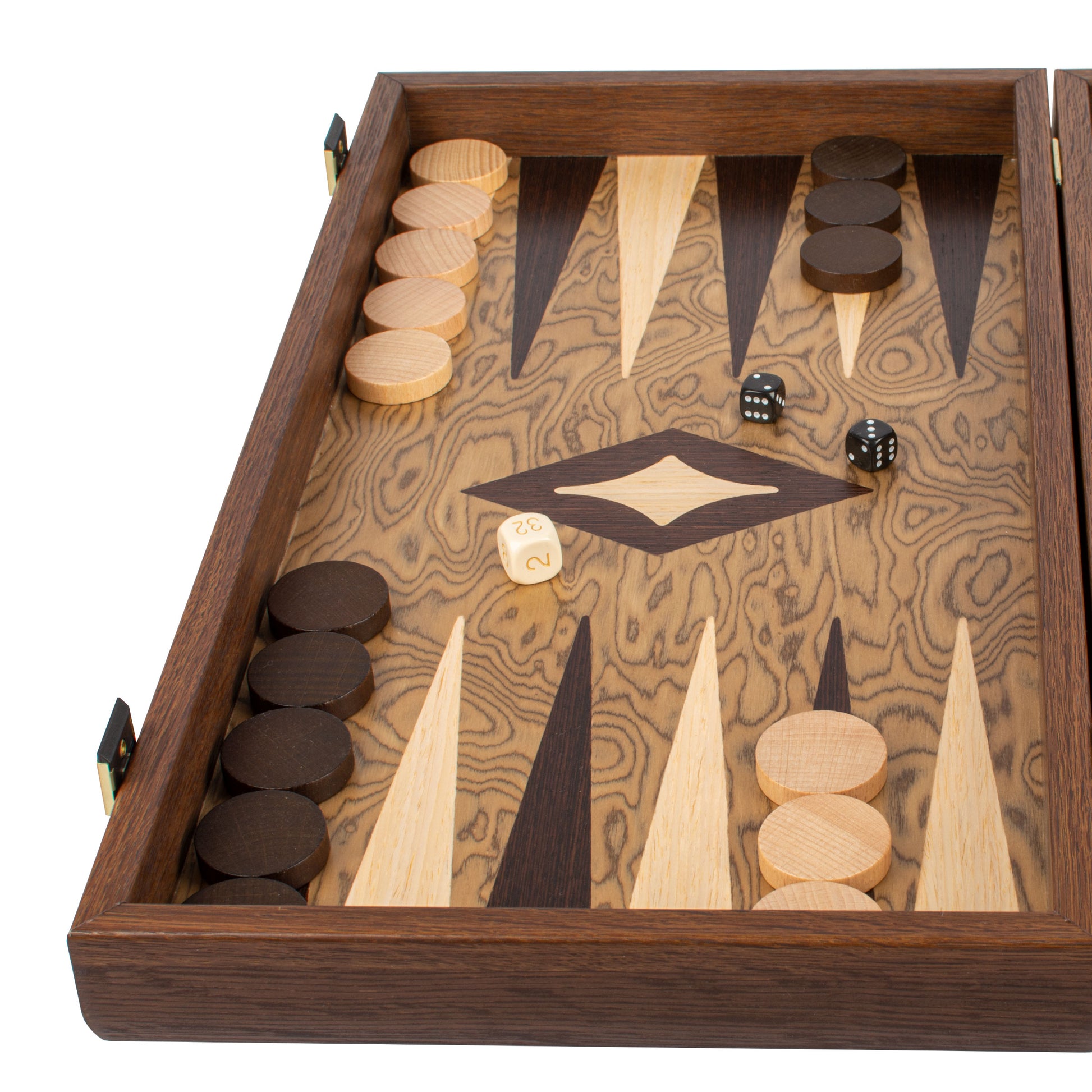 Handcrafted Premium Walnut Burl Backgammon Set - Premium Backgammon from MANOPOULOS Chess & Backgammon - Just €115! Shop now at MANOPOULOS Chess & Backgammon