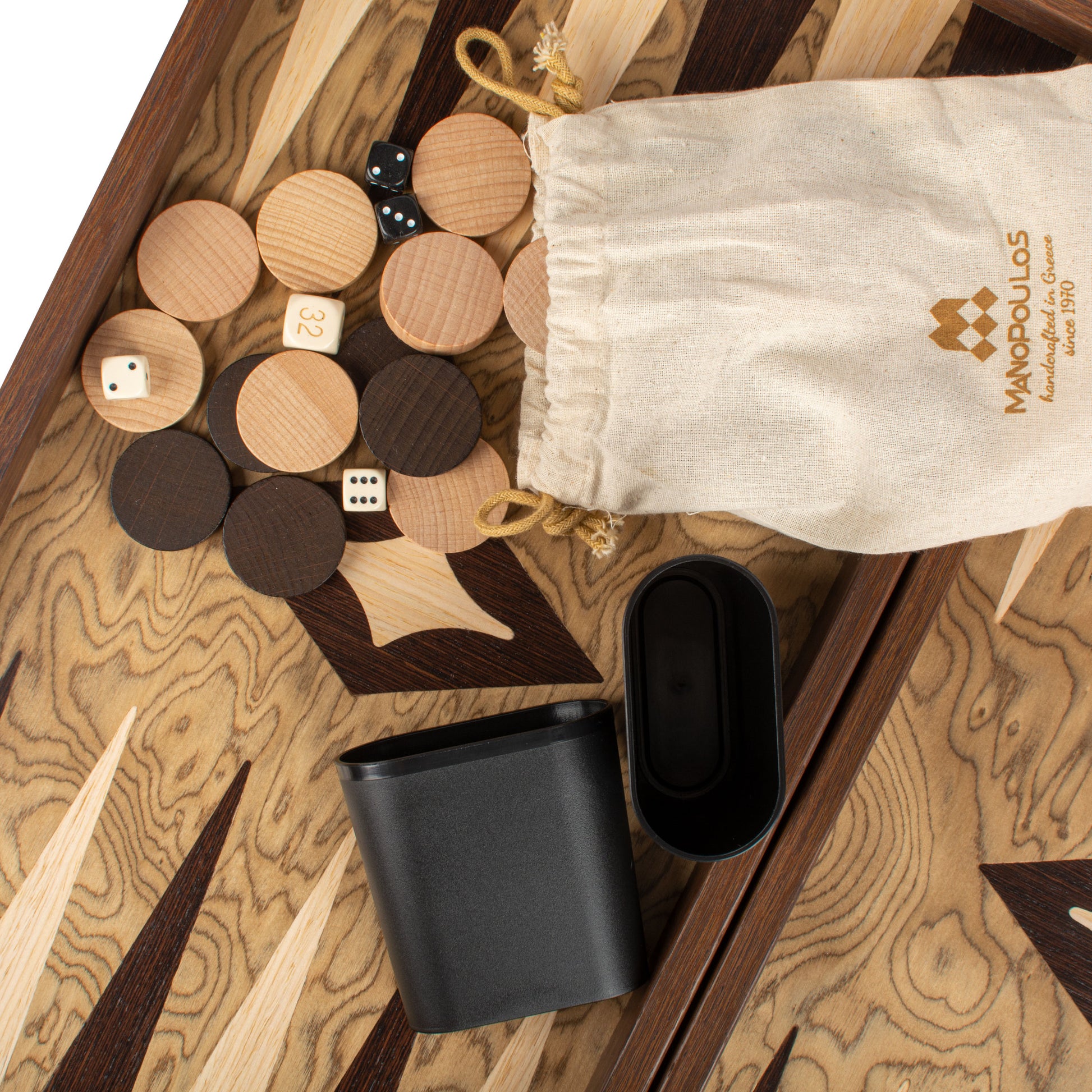 Handcrafted Premium Walnut Burl Backgammon Set - Premium Backgammon from MANOPOULOS Chess & Backgammon - Just €43.50! Shop now at MANOPOULOS Chess & Backgammon