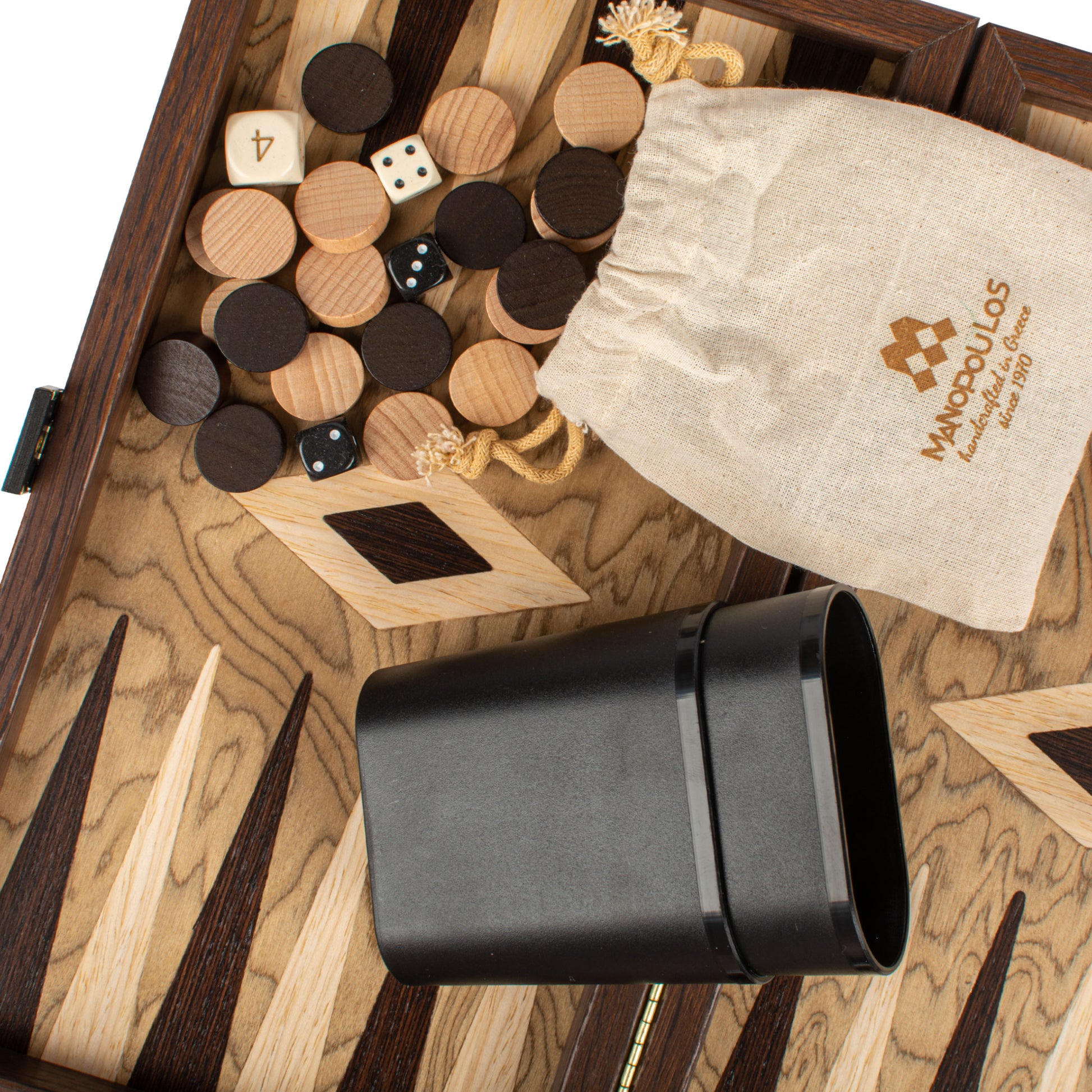 Handcrafted Premium Walnut Burl Backgammon Set - Premium Backgammon from MANOPOULOS Chess & Backgammon - Just €115! Shop now at MANOPOULOS Chess & Backgammon