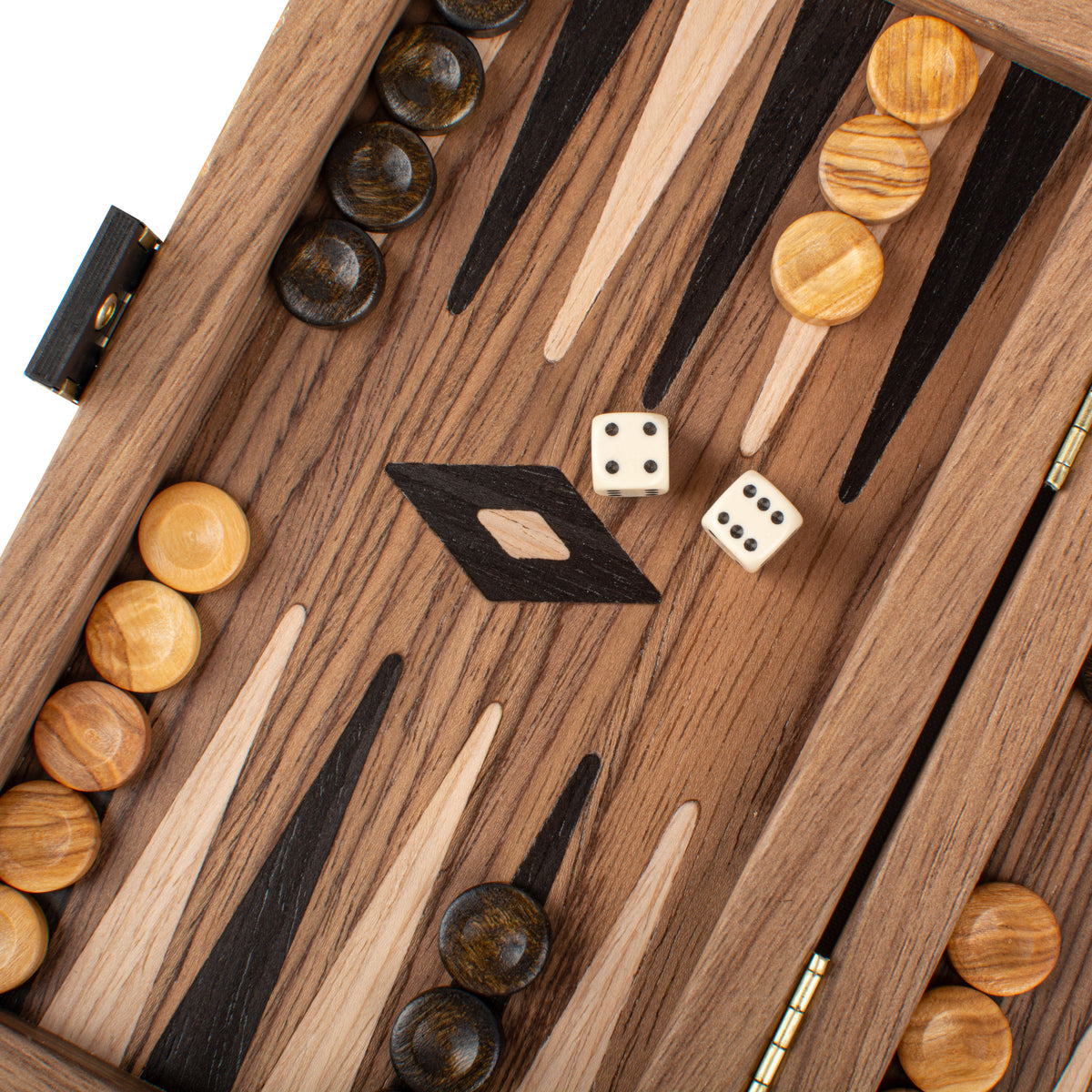 Handcrafted American Walnut Backgammon Set - Elegant Marquetry Design