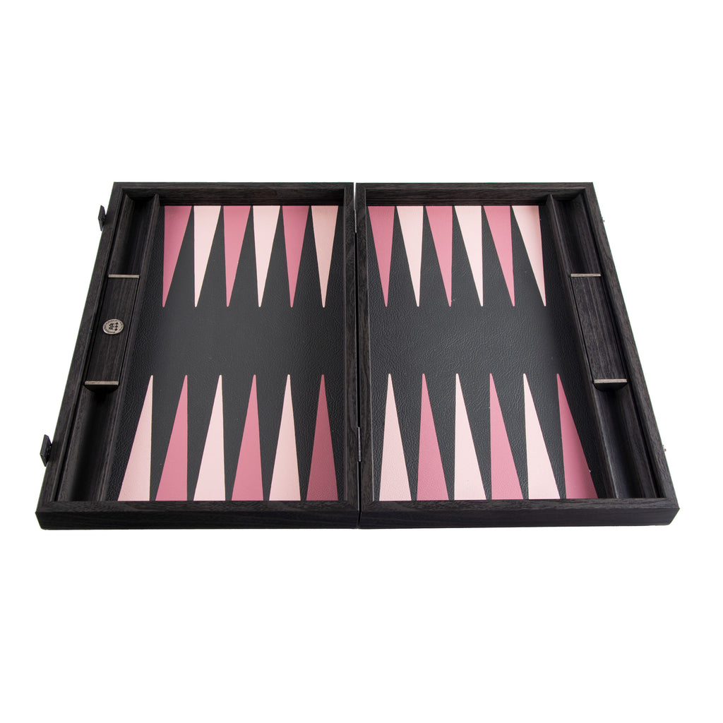BLACK and DUSTY PINK Backgammon - MANOPOULOS Chess & Backgammon