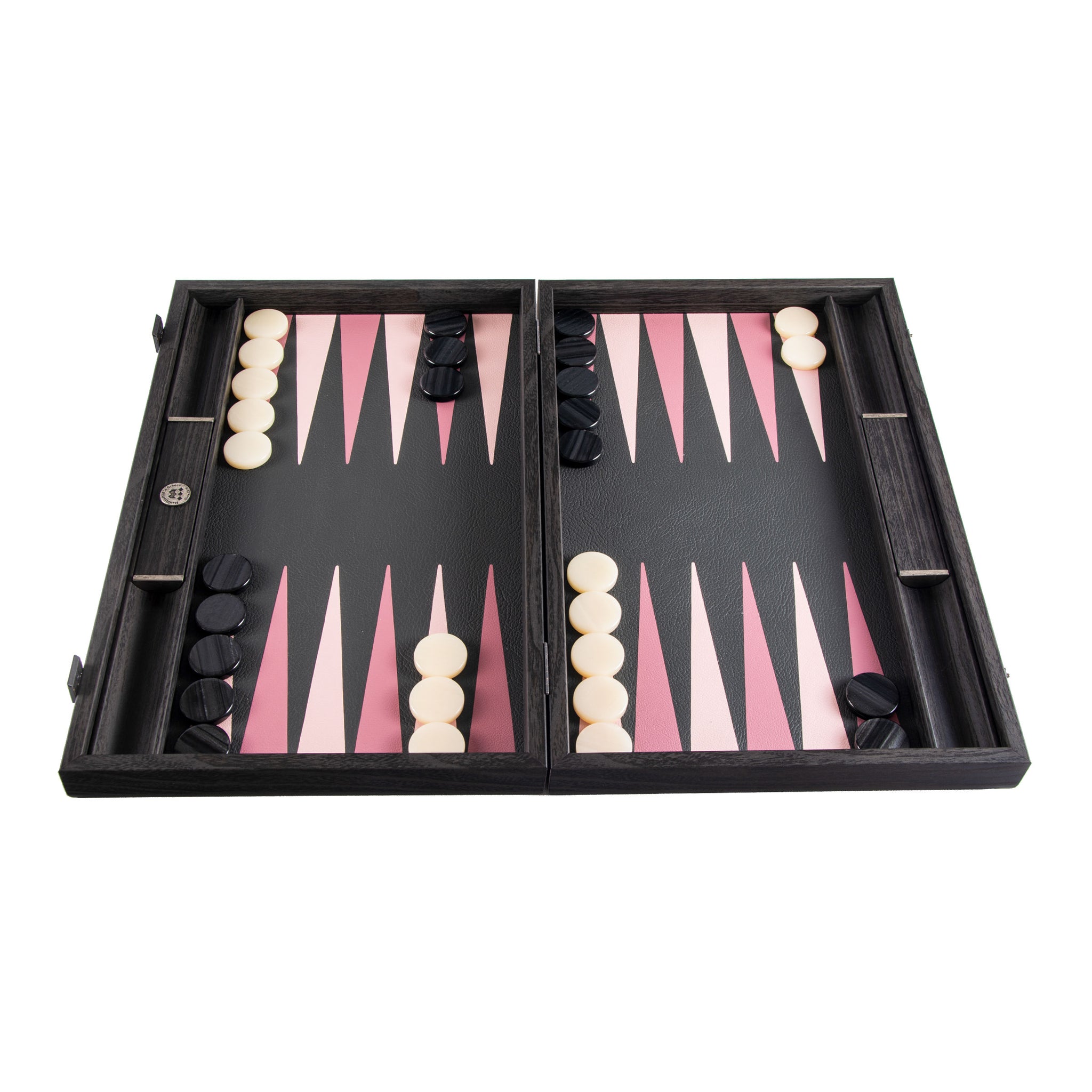 Handcrafted Black and Dusty Pink Backgammon Set - Premium Backgammon from MANOPOULOS Chess & Backgammon - Just €168! Shop now at MANOPOULOS Chess & Backgammon