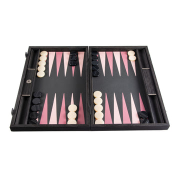 Handcrafted Black and Dusty Pink Backgammon Set - Premium Backgammon from MANOPOULOS Chess & Backgammon - Just €168! Shop now at MANOPOULOS Chess & Backgammon