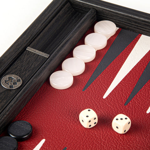 BURGUNDY RED Backgammon (Travel size)