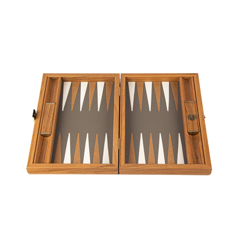 GREY BEIGE OSTRICH TOTE Backgammon (Travel size)