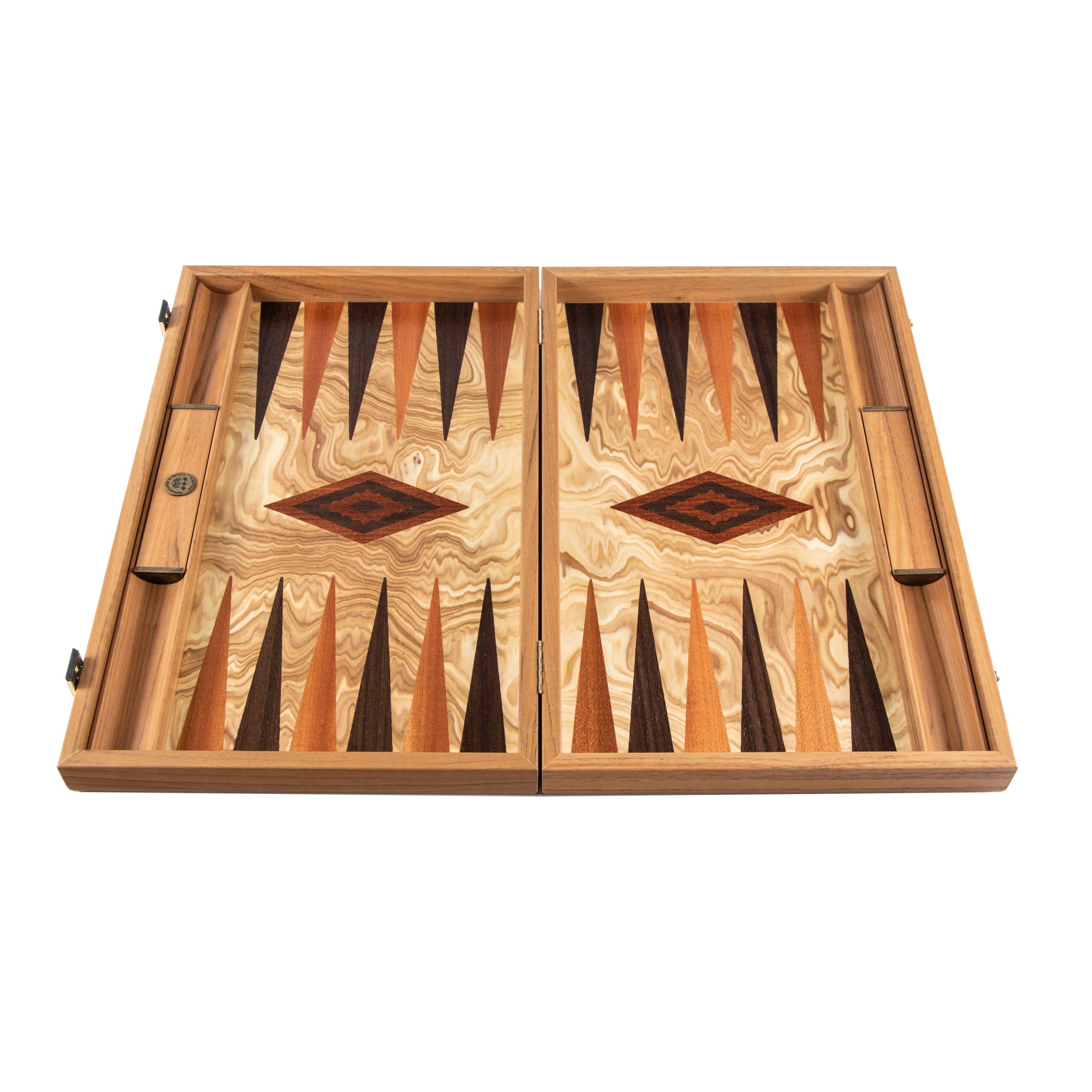 30 Pedine Backgammon Manopoulos In Legno D'Oliva 1,4'' - Rosso, Fatte In Grecia - Foto 2